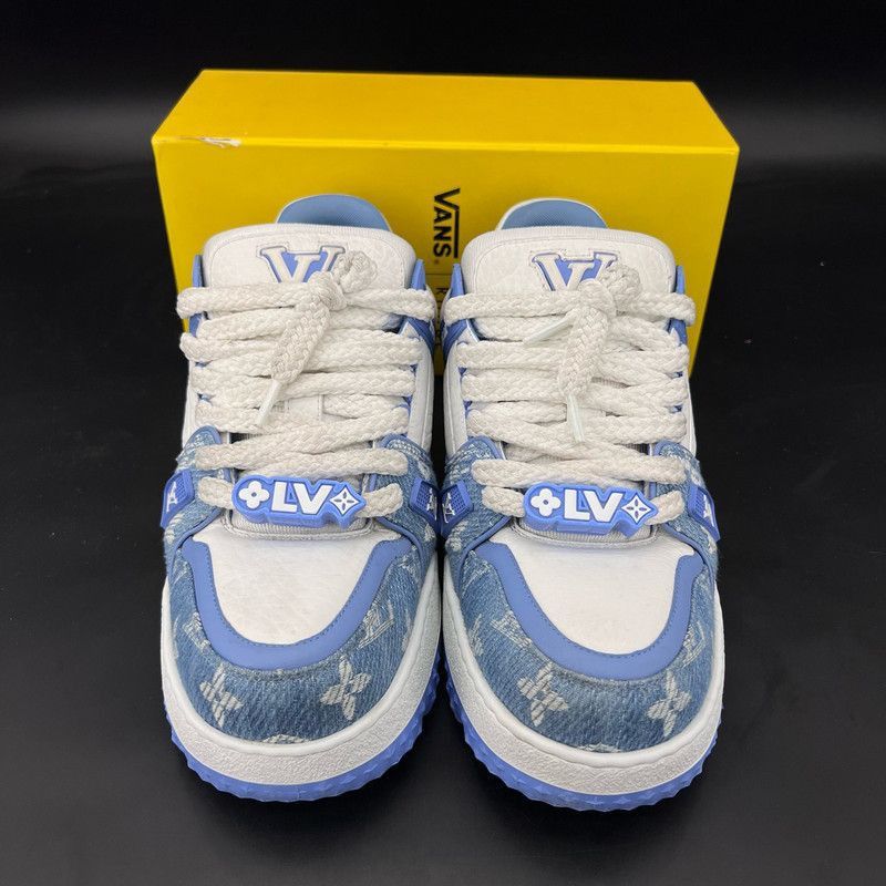 Louis Vuitton Louis Vuitton Trainer Maxi Blue and White Sneakers -2508 Size US 9 / EU 42 - 2 Thumbnail