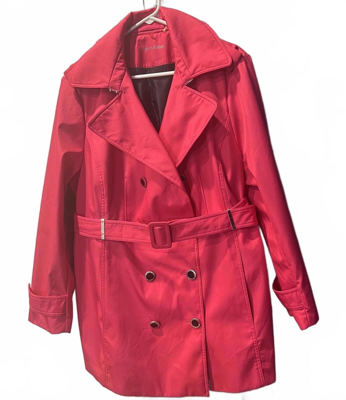 Calvin Klein Calvin Klein Women's Red Trench Coat with Belt Size XL / US 12-14 / IT 48-50 - 2 Thumbnail