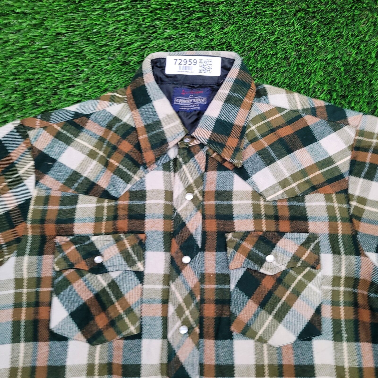 Vintage VTG 70s Western Shadow Plaid Pearl Snap Shirt L USA Acrylic Size US L / EU 52-54 / 3 - 2 Thumbnail