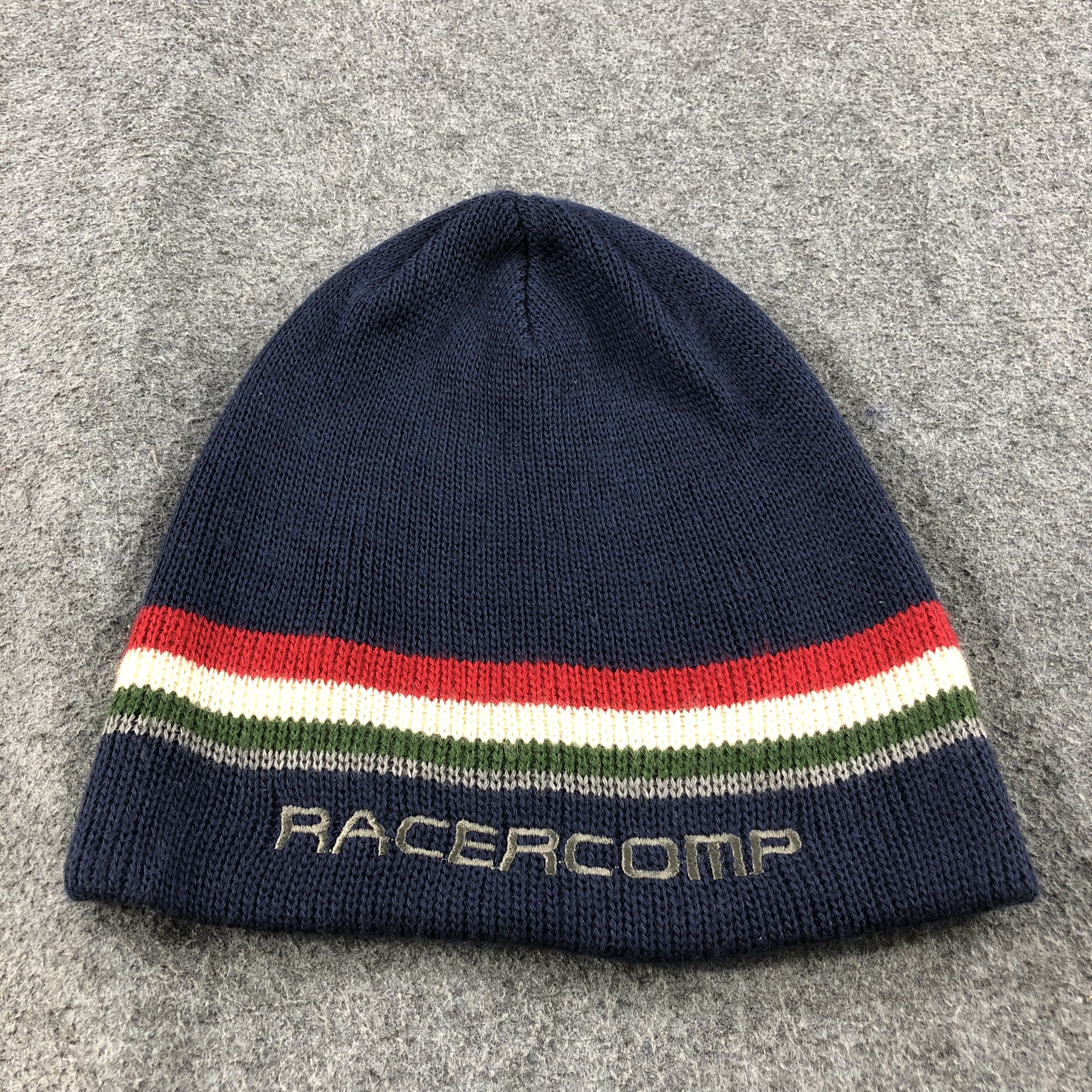 Vintage Racercomp Stripes Wool Beanie Snowcap Snow Hat B364 Size ONE SIZE - 3 Thumbnail