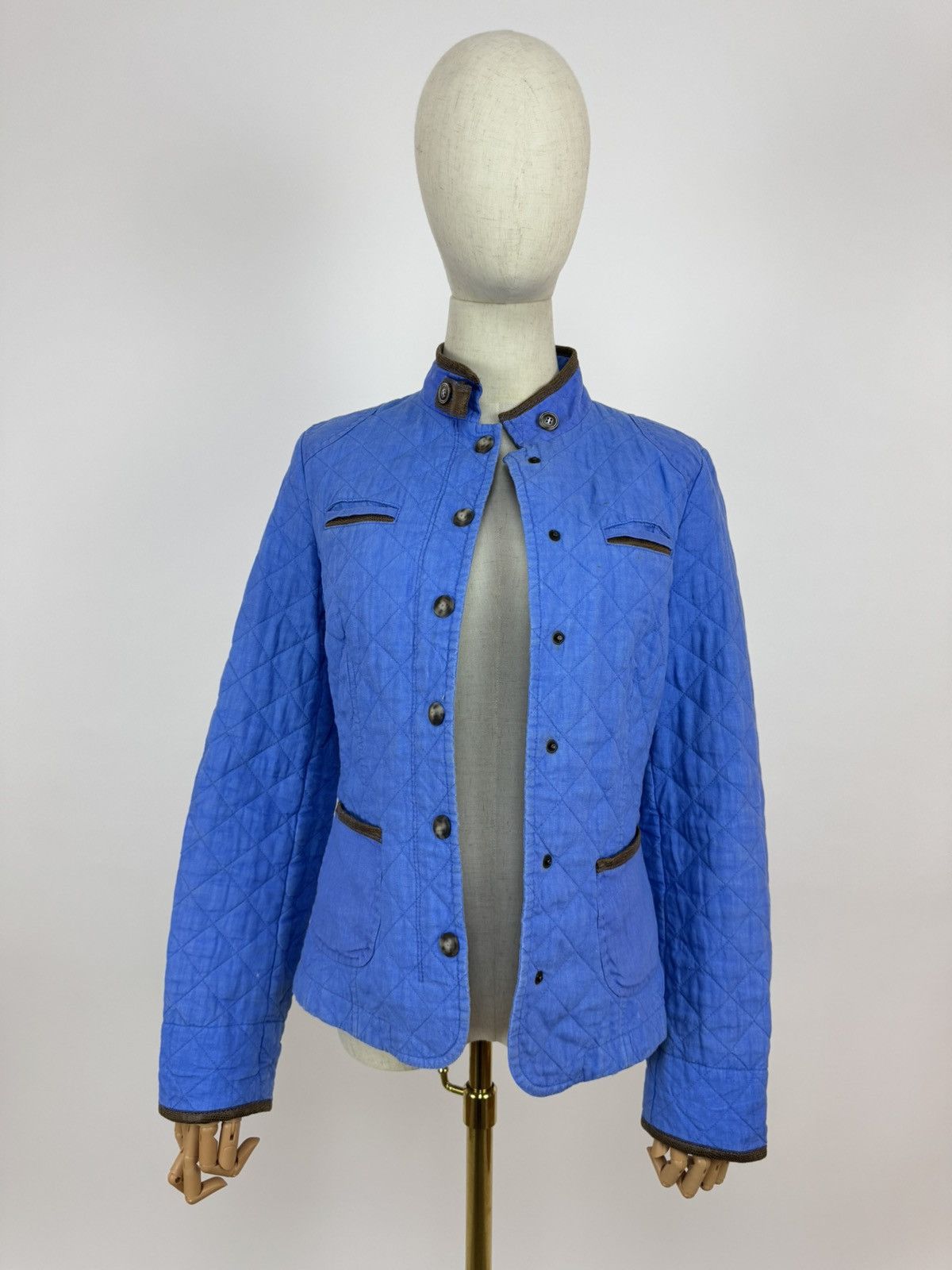 Designer × Stephan Schneider SCHNEIDERS Linen Quilt Field Jacket Womens Preppy Style Size XS / US 0-2 / IT 36-38 - 5 Thumbnail
