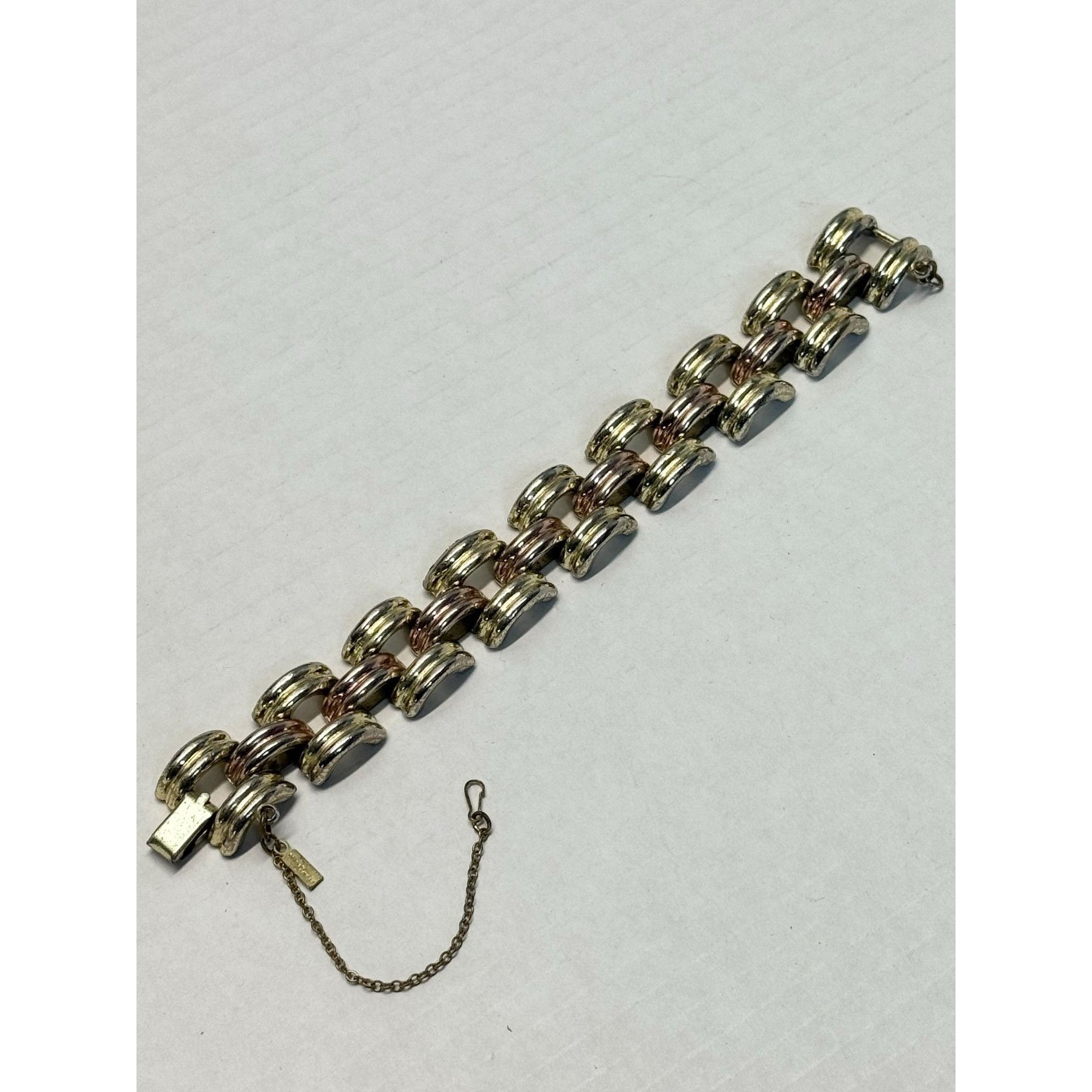 Monet Vintage Monet Jewelry Wide Two Tone Bracelet Size ONE SIZE - 6 Thumbnail