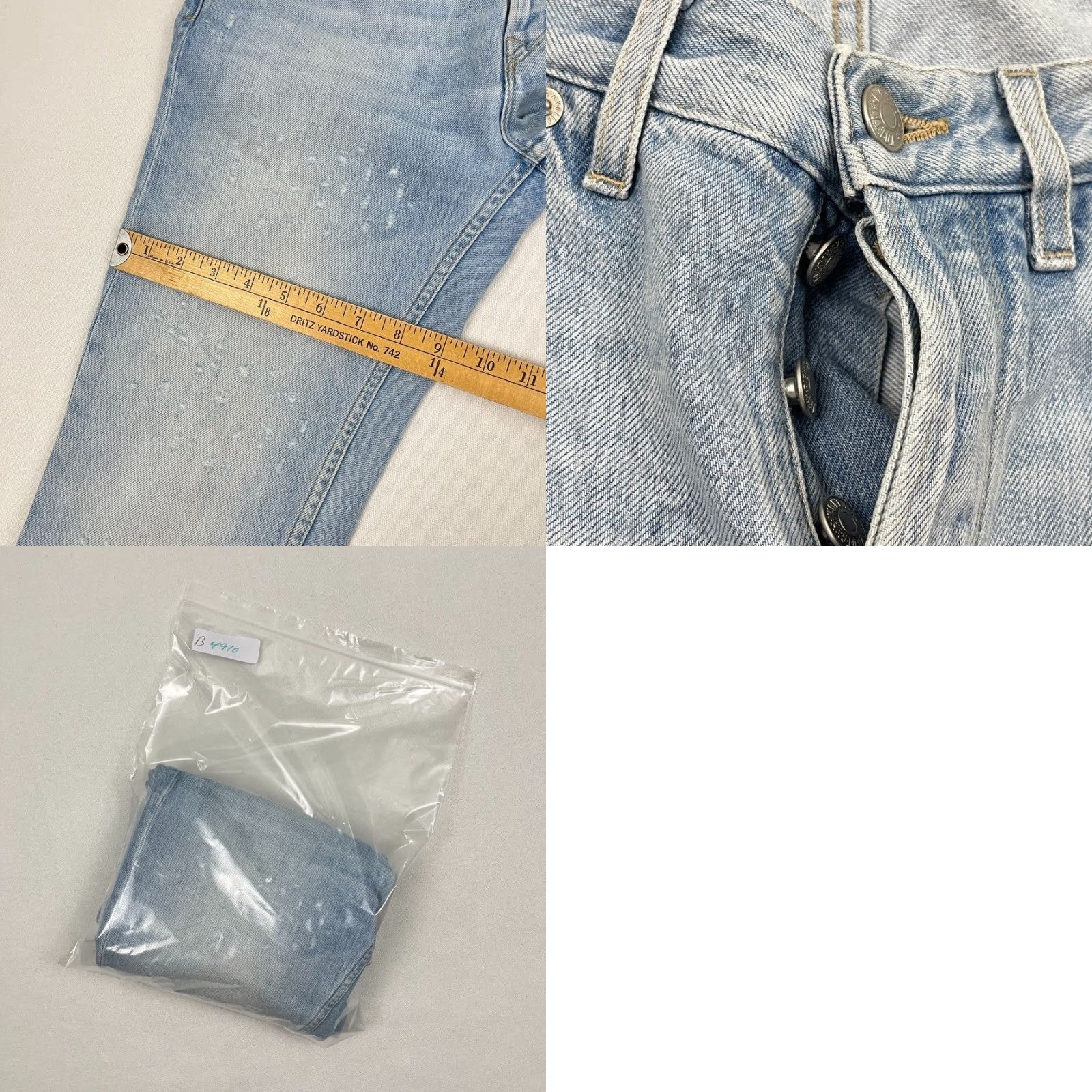 Zadig & Voltaire VINTAGE Zadig & Voltaire David Crop Destroy Jeans 29 W30 I29 Light Blue Denim Button Fly Light Blue Denim Jeans Slim Womens 90s Bohemian Flower Retro Size 29" - 9 Thumbnail