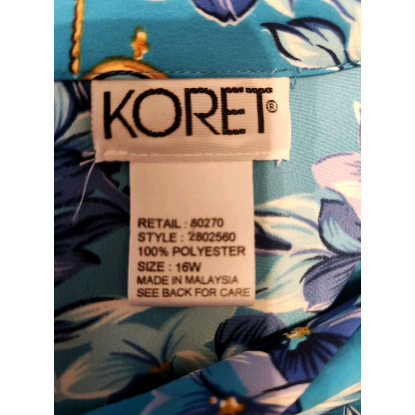 Vintage VINTAGE Koret 90s Blue Floral Short Sleeve Button Up Shirt Top 16W Size XXL / US 16-18 / IT 52-54 - 6 Thumbnail