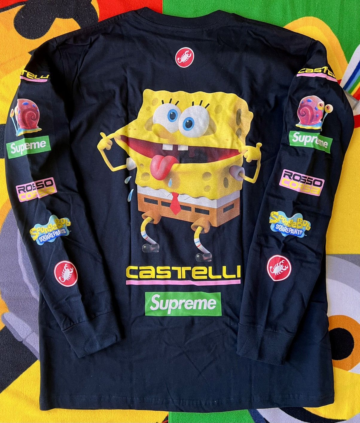 Supreme x SpongeBob x Castelli Racing L/S Tee Black sleeve