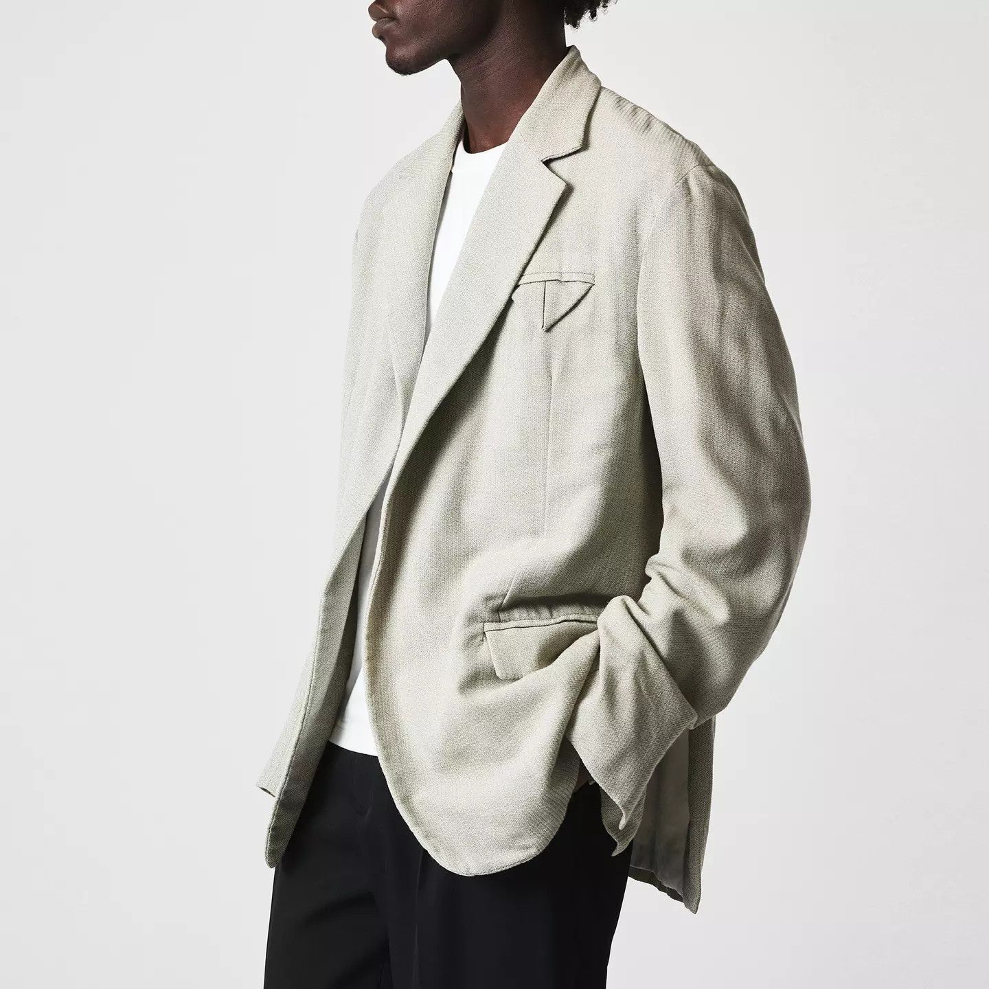 Bottega Veneta o1g2r1mq0426 Mouline Wool Silk Jacket in Bone Size US L / EU 52-54 / 3 - 3 Thumbnail