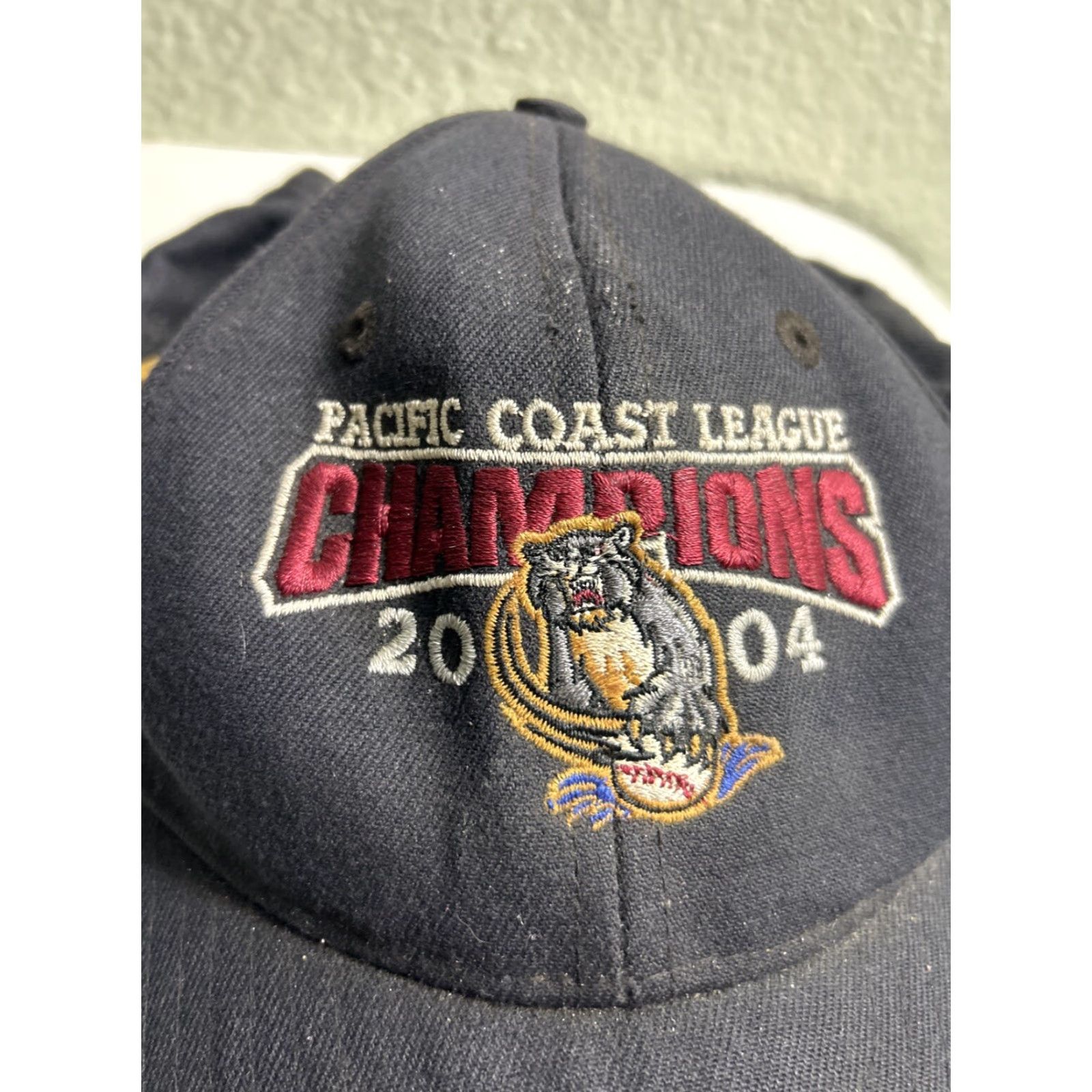 New Era VINTAGE New Era Sacramento Rivercats 2004 Champions Hat Adjustable Strap Dirty Stained Men Black Baseball Cap Adjustable Strap Champions Logo Size ONE SIZE - 4 Thumbnail