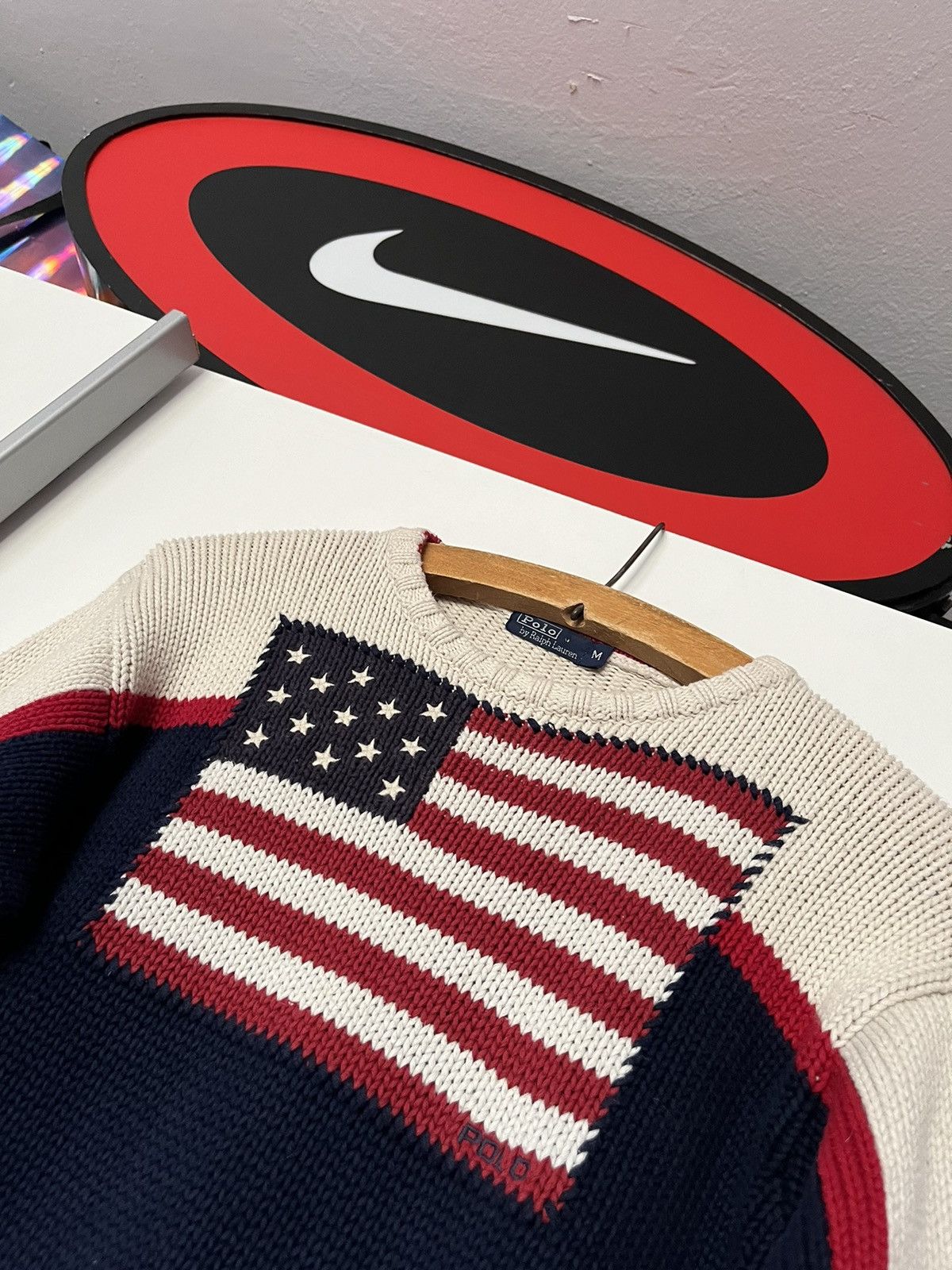 Polo Ralph Lauren × Vintage VTG 90’s Limited Edition Ralph Lauren USA Flag Knit Sweater Size US M / EU 48-50 / 2 - 2 Thumbnail