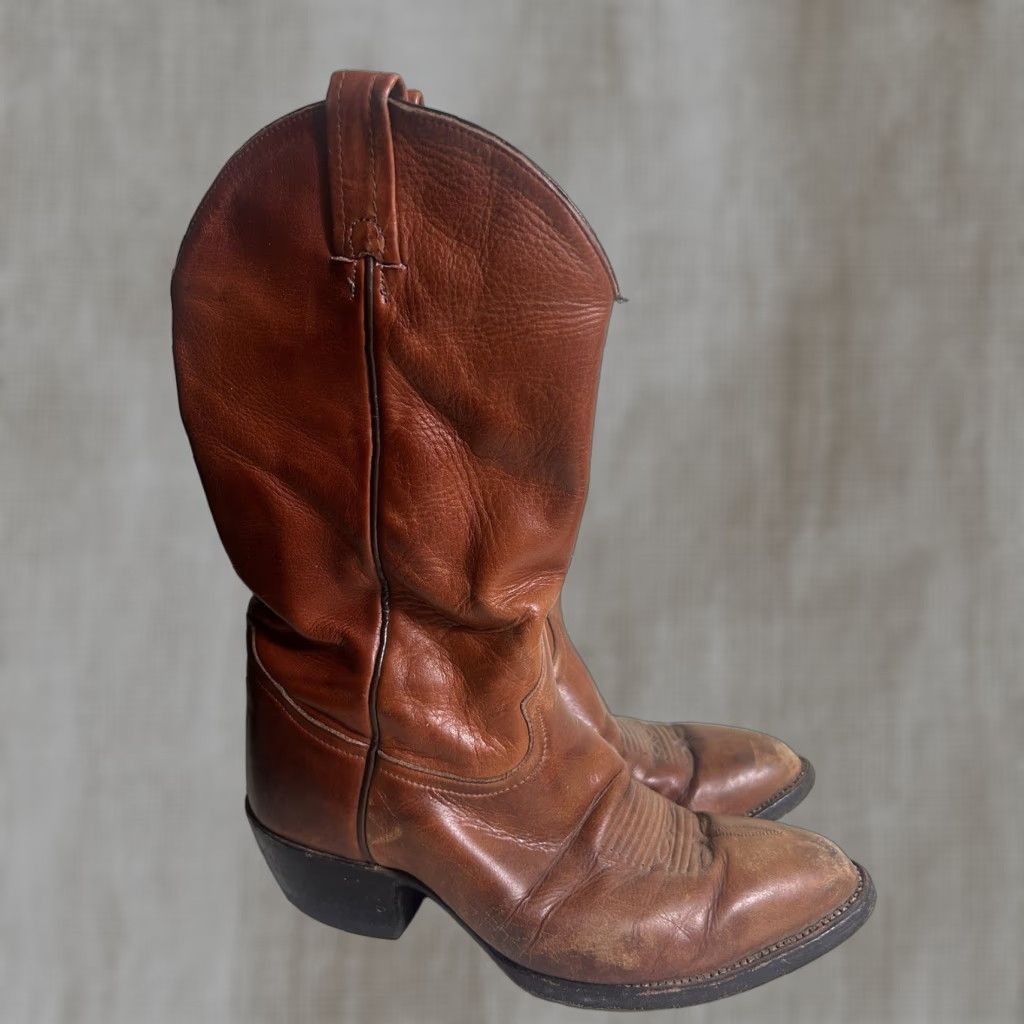 Tony Lama VINTAGE Tony Lama Men’s Boots Western 9 D Leather Cowboy USA Brown Leather 6150 Mens Size US 9 / EU 42 - 1 Thumbnail
