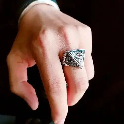 Jewelry × Vintage 925 Sterling Silver Devil Eye Ring Size ONE SIZE - 1 Thumbnail
