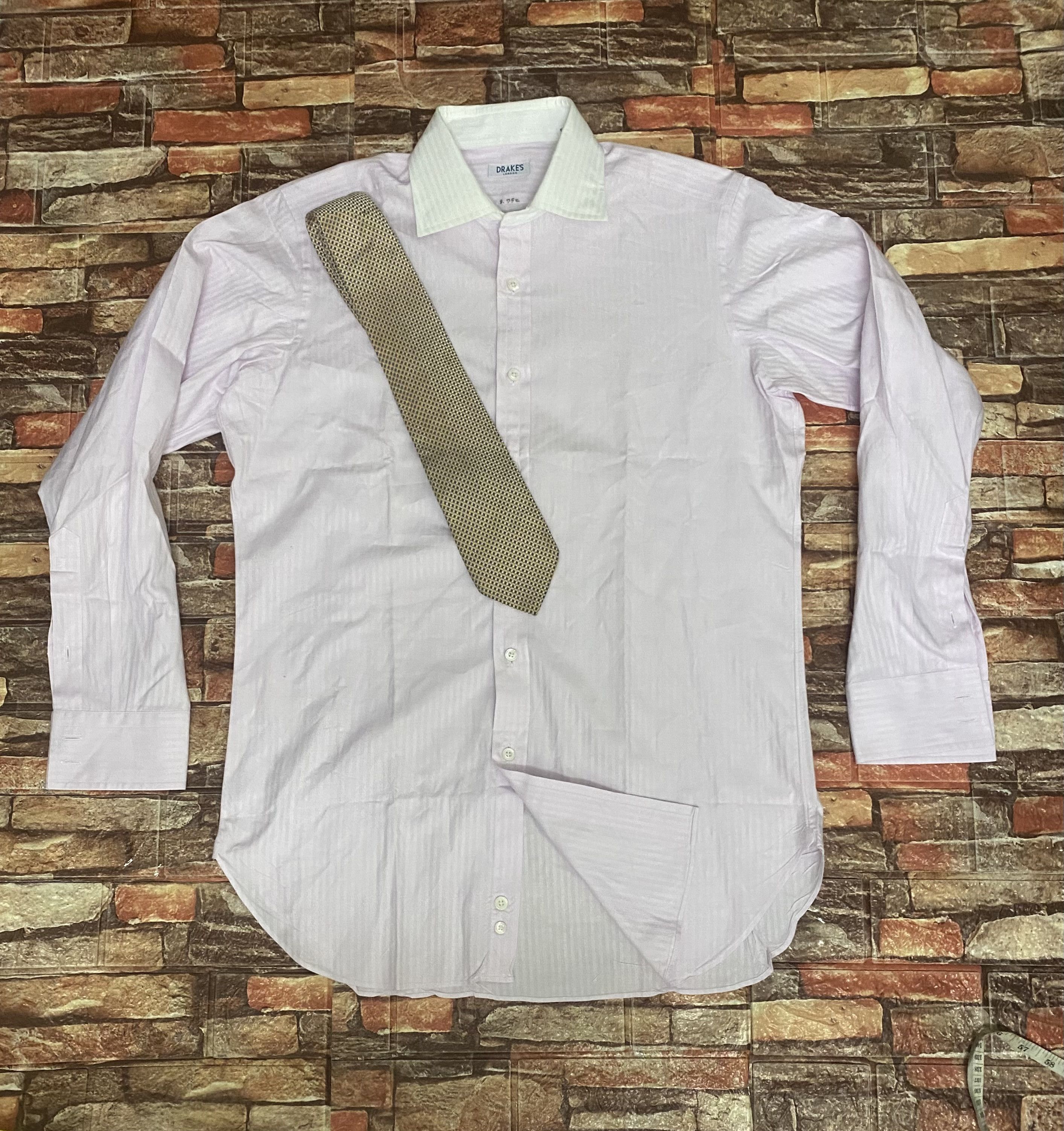 Drake's Drake’s Light Pink Open Collar with silk tie Size US L / EU 52-54 / 3 - 1 Thumbnail
