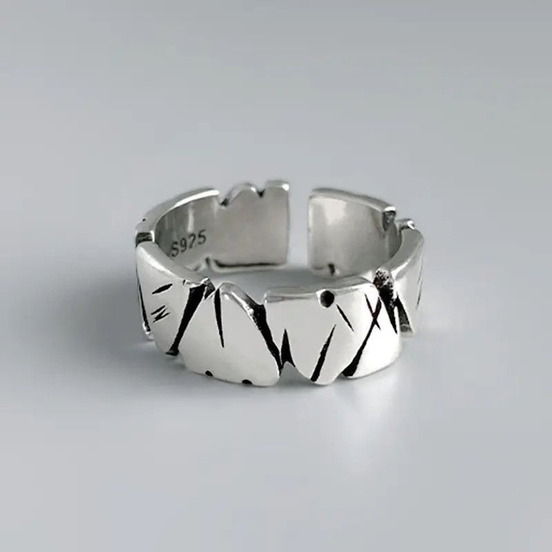Vintage Adjustable Opening Mori Heart Shaped Rock Texture Rings Size ONE SIZE - 1 Thumbnail