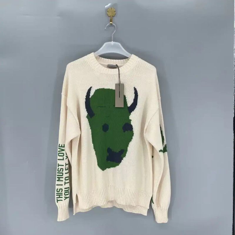 Dior Dior Men's Cream Wool Sweater with Graphic Design 0089 Size US M / EU 48-50 / 2 - 1 Thumbnail