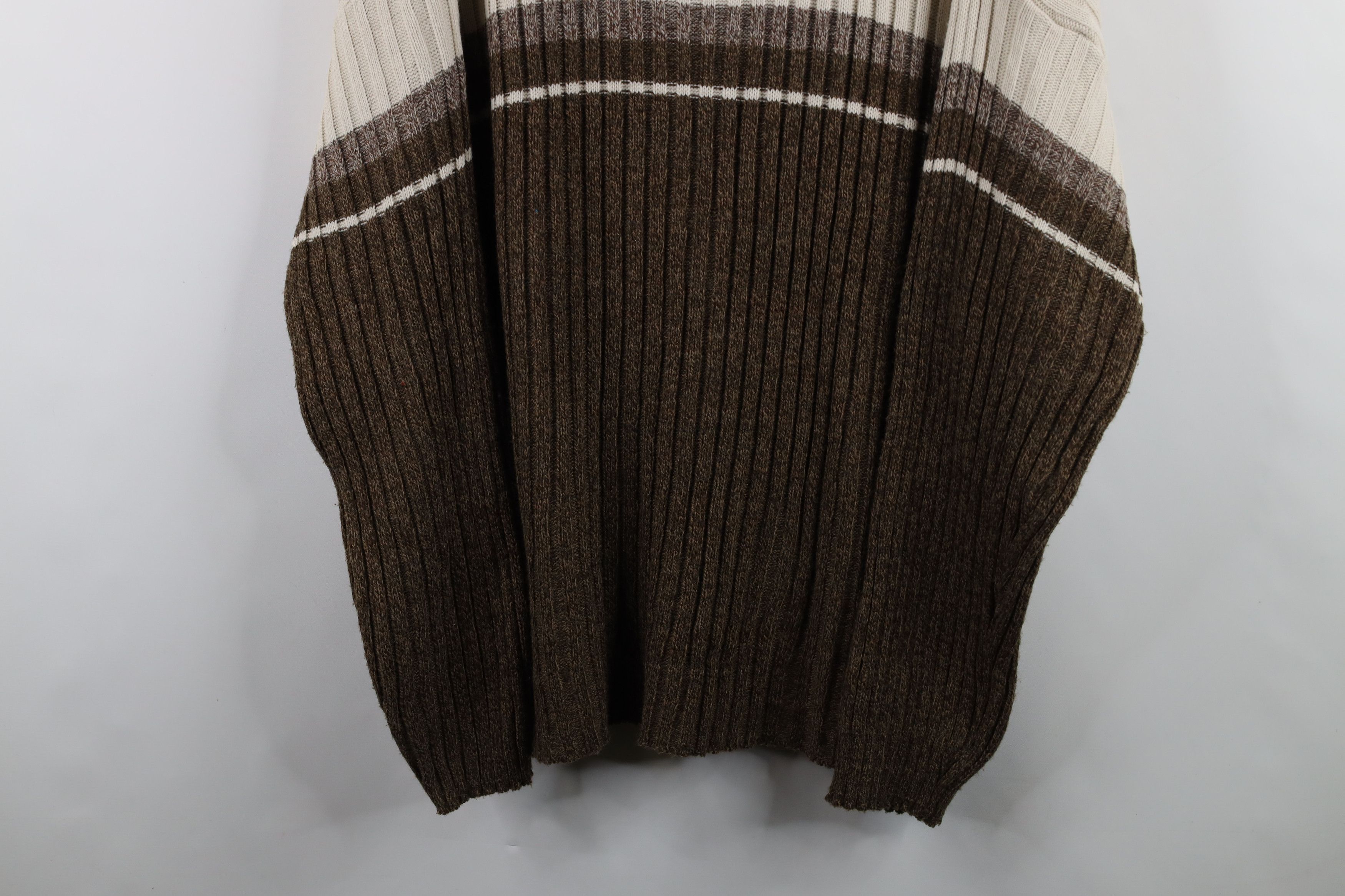 Vintage Vintage 90s Streetwear Striped Ribbed Knit Mock Neck Sweater Size US XXL / EU 58 / 5 - 3 Thumbnail