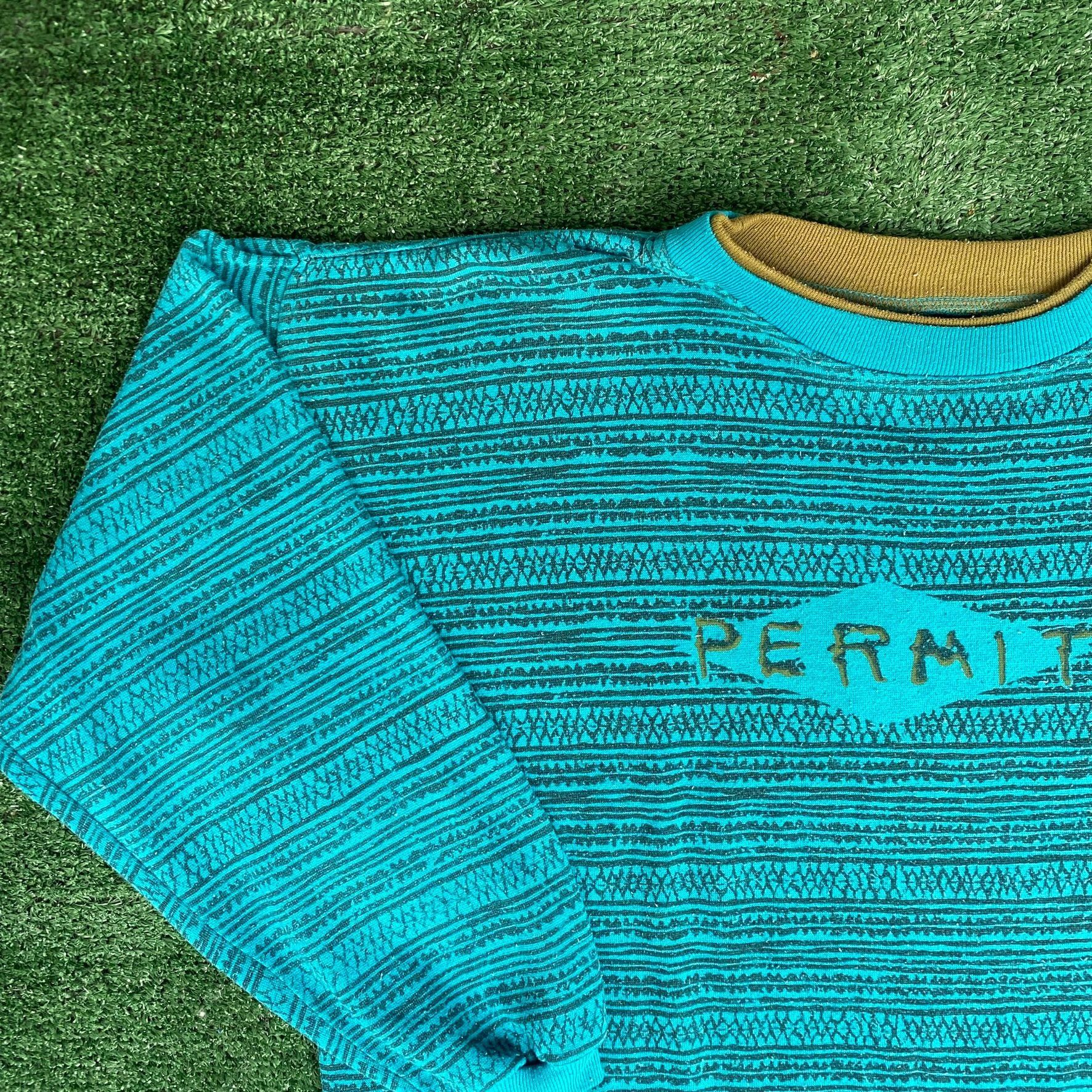 Vintage Vintage 80s Permit Geometric Sweatshirt Surf Logo Crewneck Size US M / EU 48-50 / 2 - 2 Thumbnail