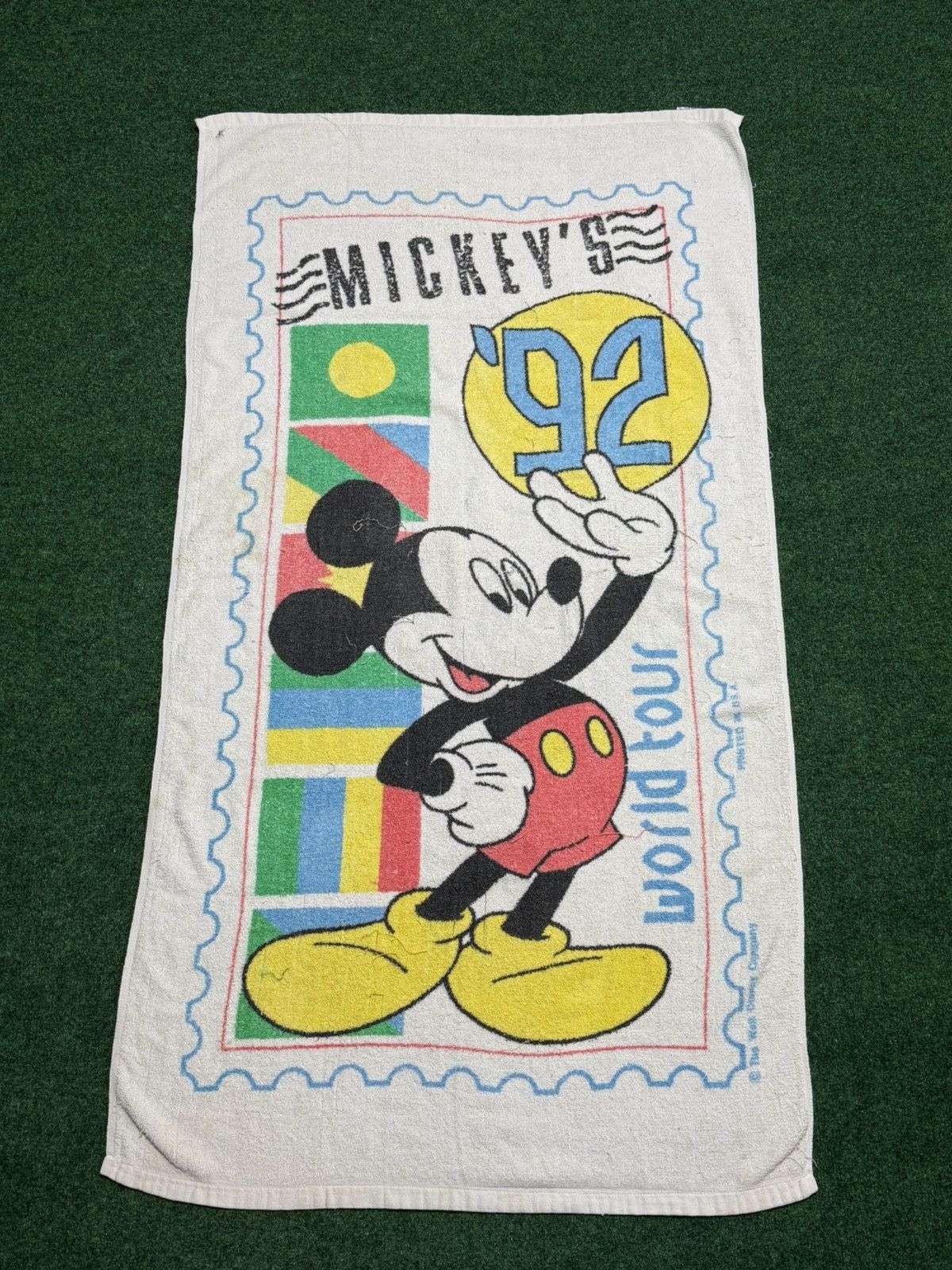 Disney Vintage Mickey Mouse 1992 World Tour Beach Towel Size ONE SIZE - 1 Thumbnail