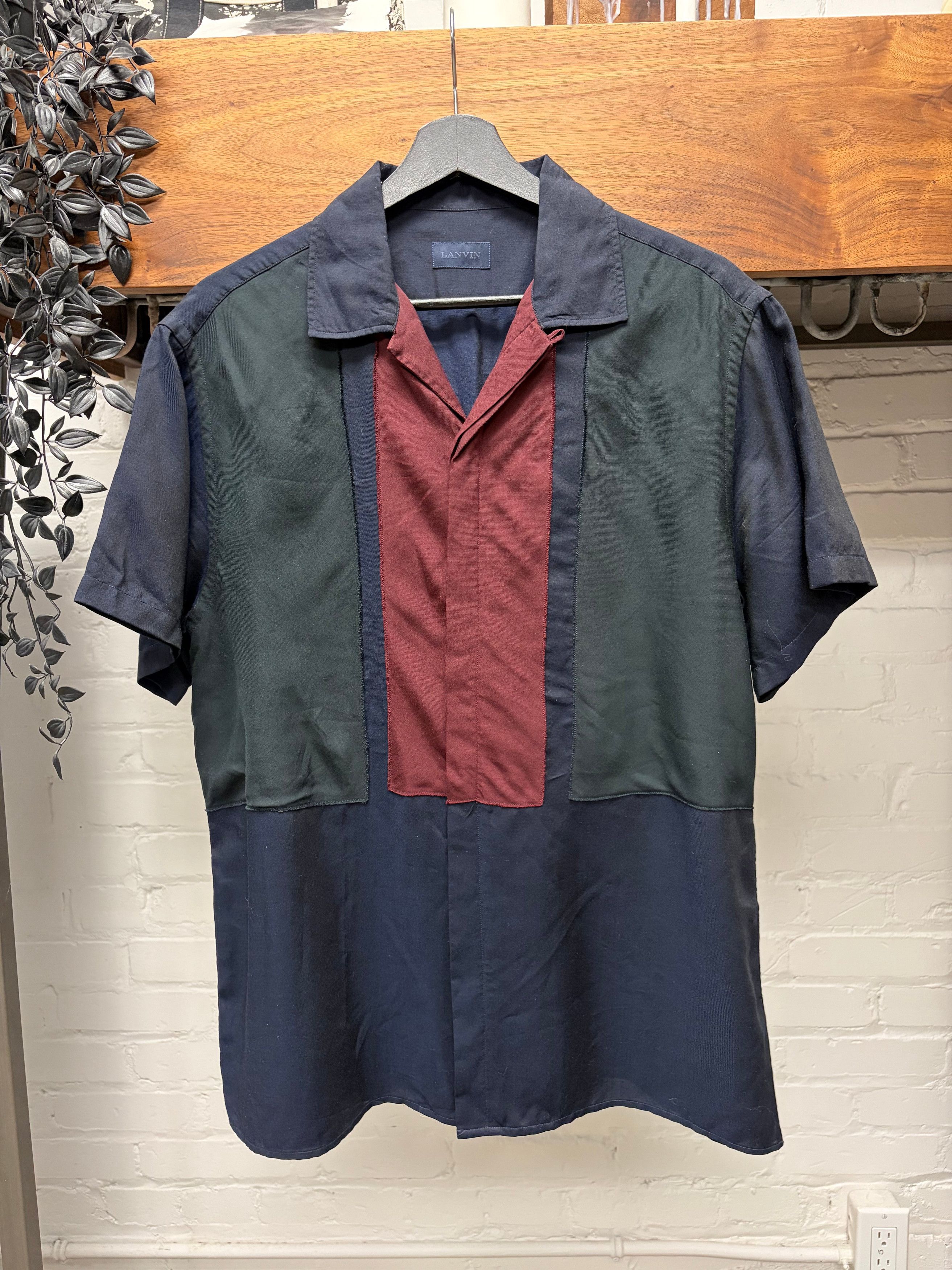 Lanvin Lanvin Color-Blocked Camp Collar Short Sleeve Button Up Shirt Size US M / EU 48-50 / 2 - 1 Thumbnail