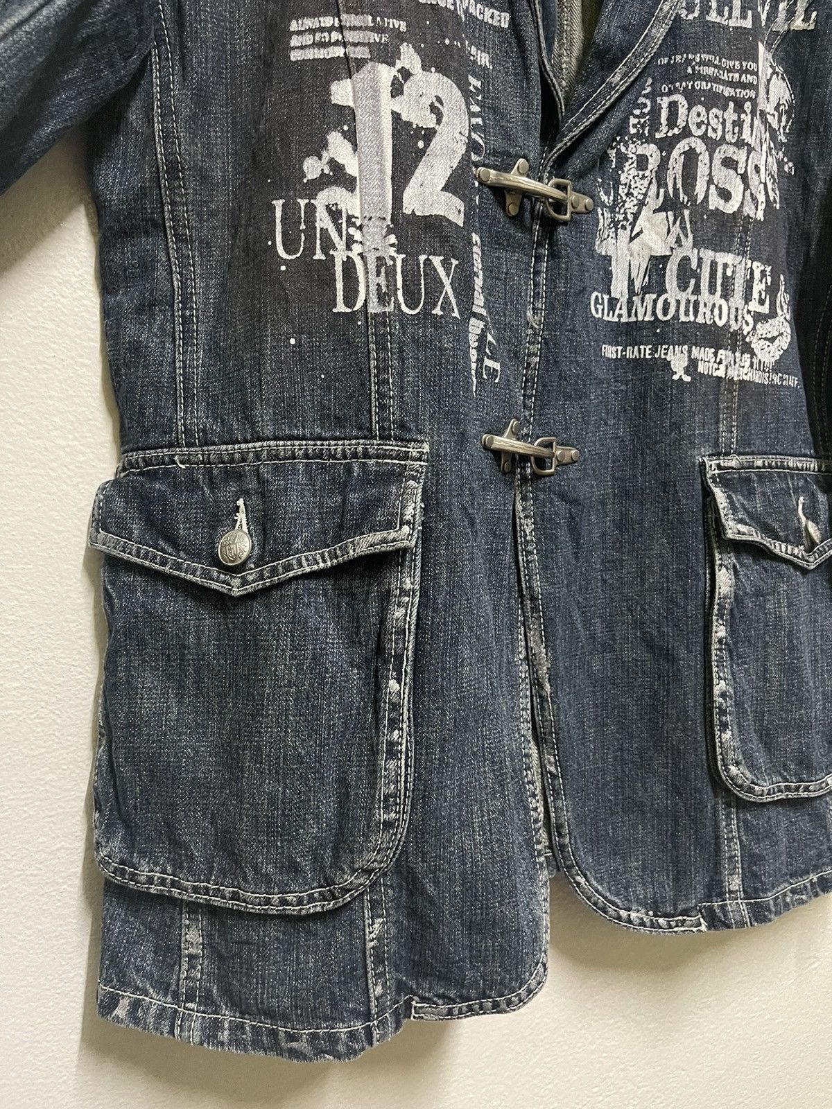 Japanese Brand Funky Devil Skull Printed Denim Jacket Blazer Size US XL / EU 56 / 4 - 4 Thumbnail