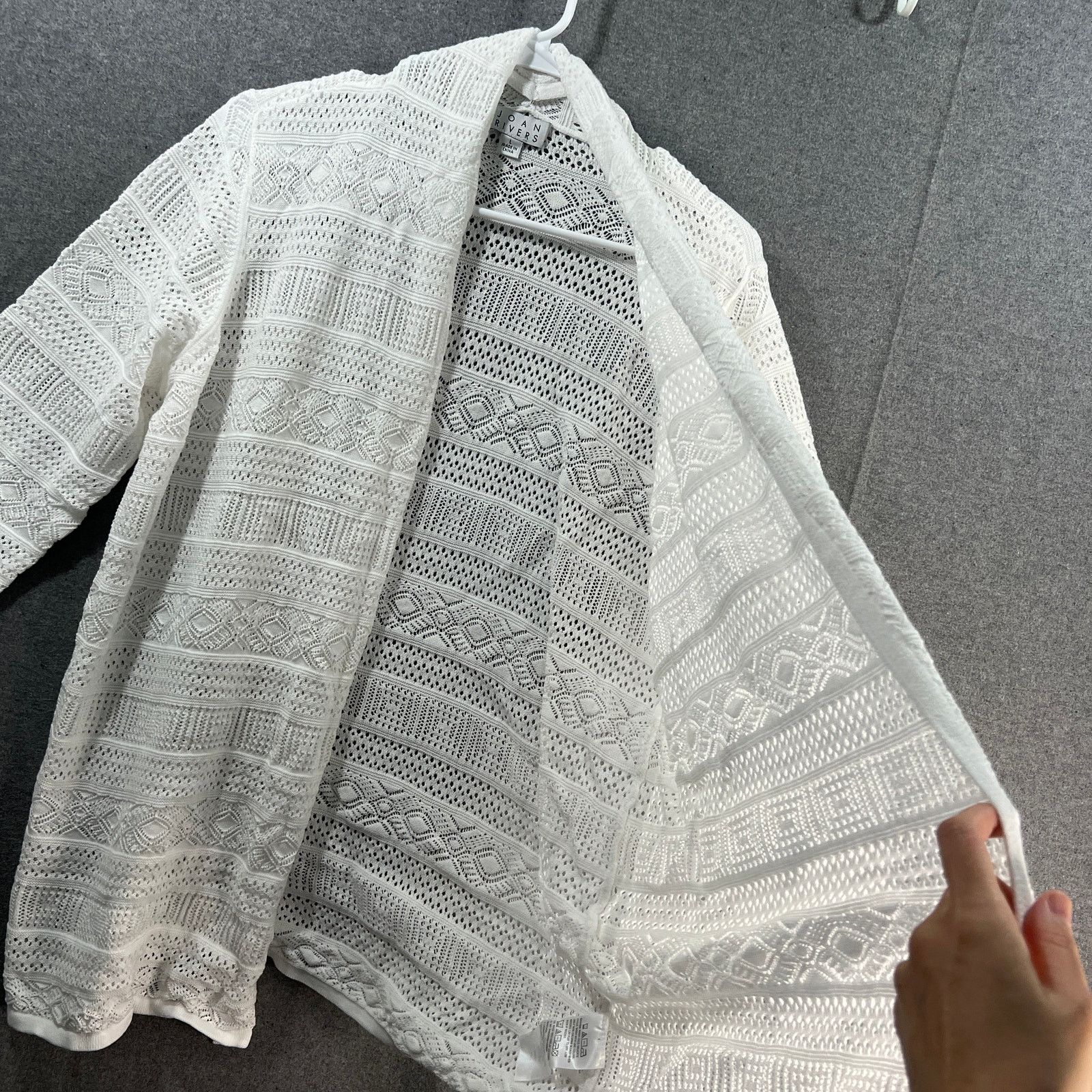 Other Joan Rivers Women's Cardigan Crochet Stripe Open Front Size L / US 10 / IT 46 - 5 Thumbnail