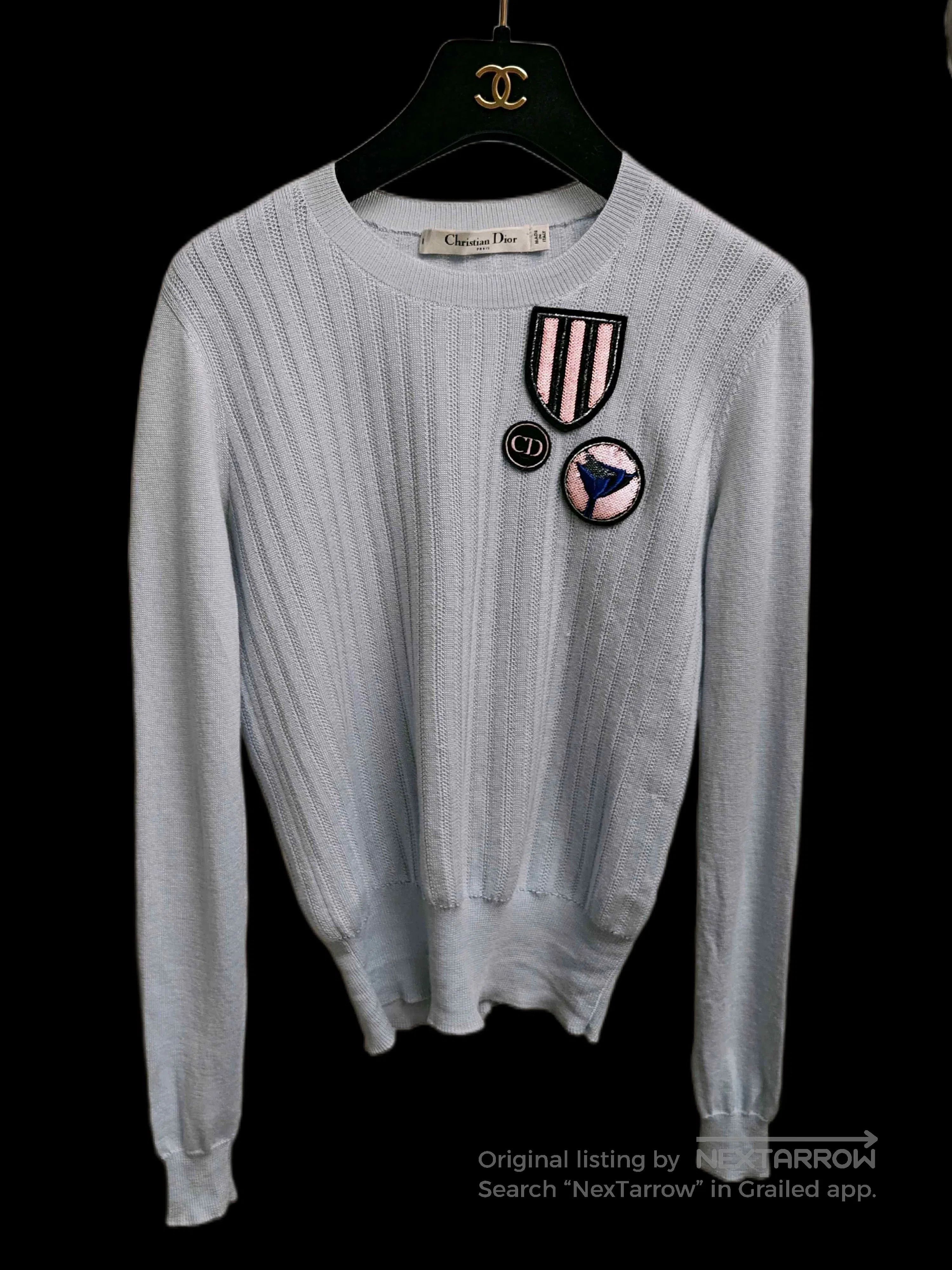 Dior dior light blue badge sweater. Size M / US 6-8 / IT 42-44 - 1 Thumbnail