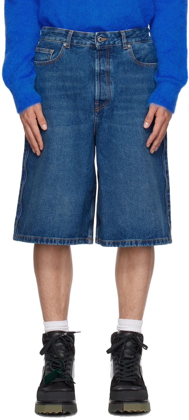 Off-White o1y0225 Denim Short in Blue Size US 31 - 1 Thumbnail