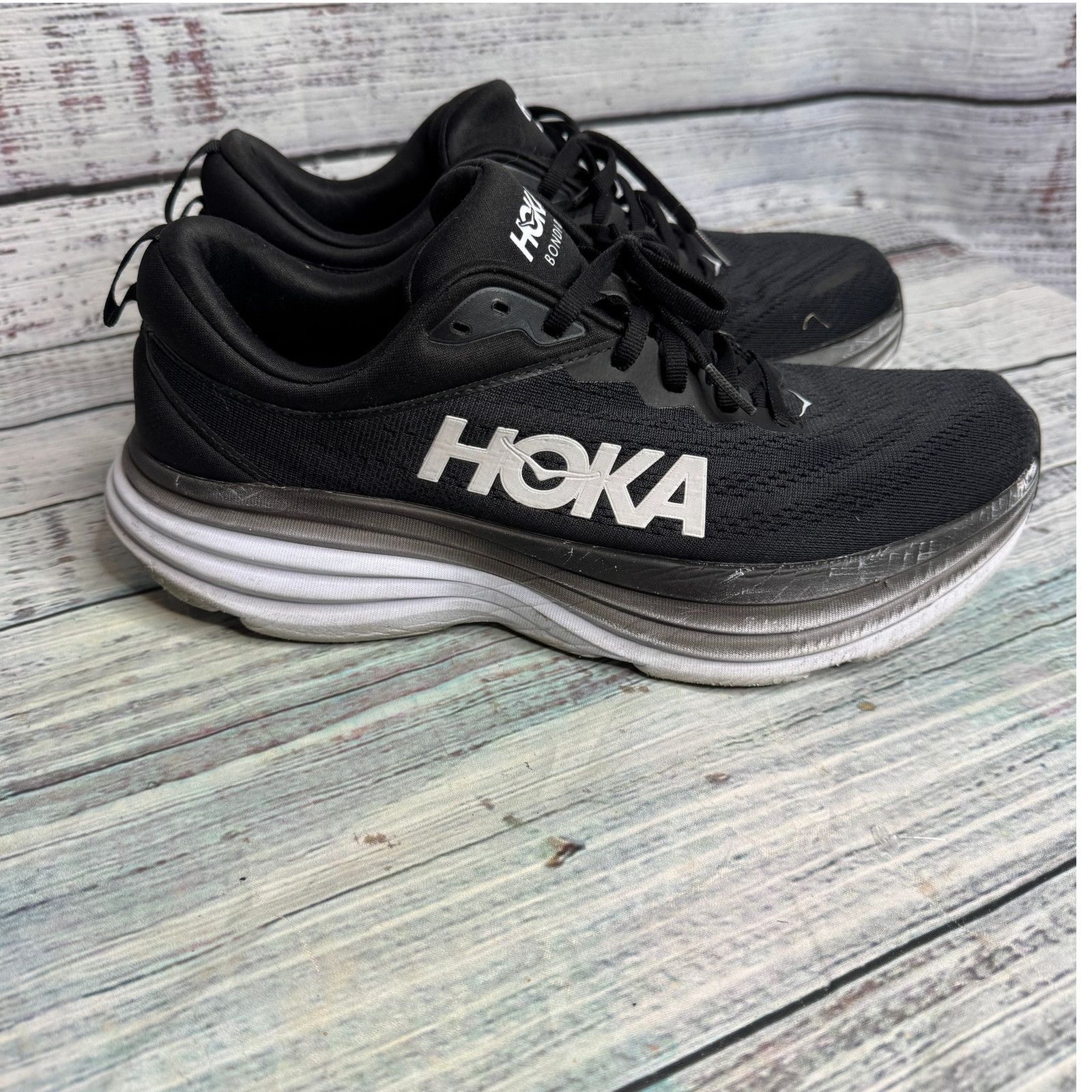 Hoka Hoka One One Bondi 8 Mens Black Sneakers Shoes 9B Size US 9 / EU 42 - 1 Thumbnail