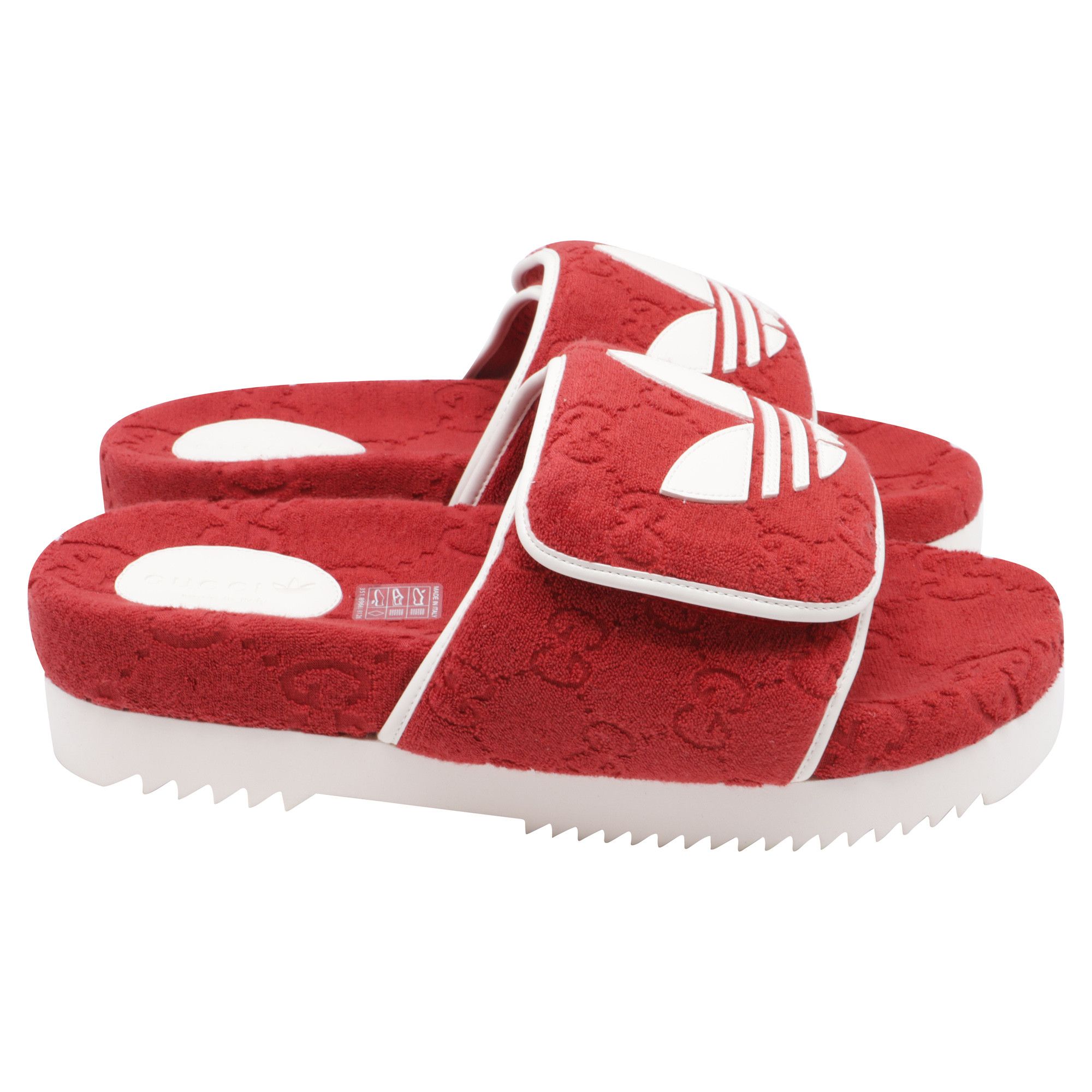 Gucci Adidas x Gucci Monogram Slides in Red Cotton Size US 12.5 / EU 45-46 - 1 Thumbnail