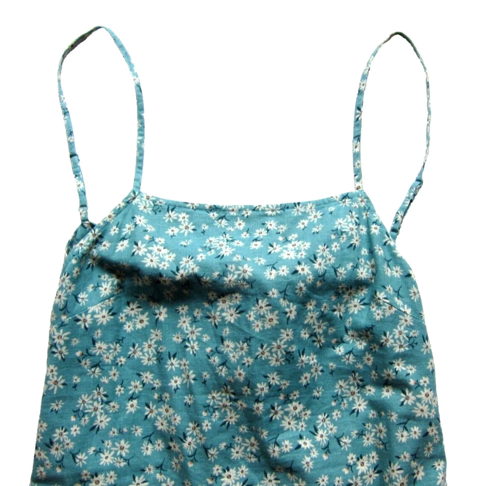 American Eagle Outfitters VINTAGE New American Eagle Linen Cotton Green White Yellow Daisy Tank Slip Dress Small Size S / US 4 / IT 40 - 4 Thumbnail
