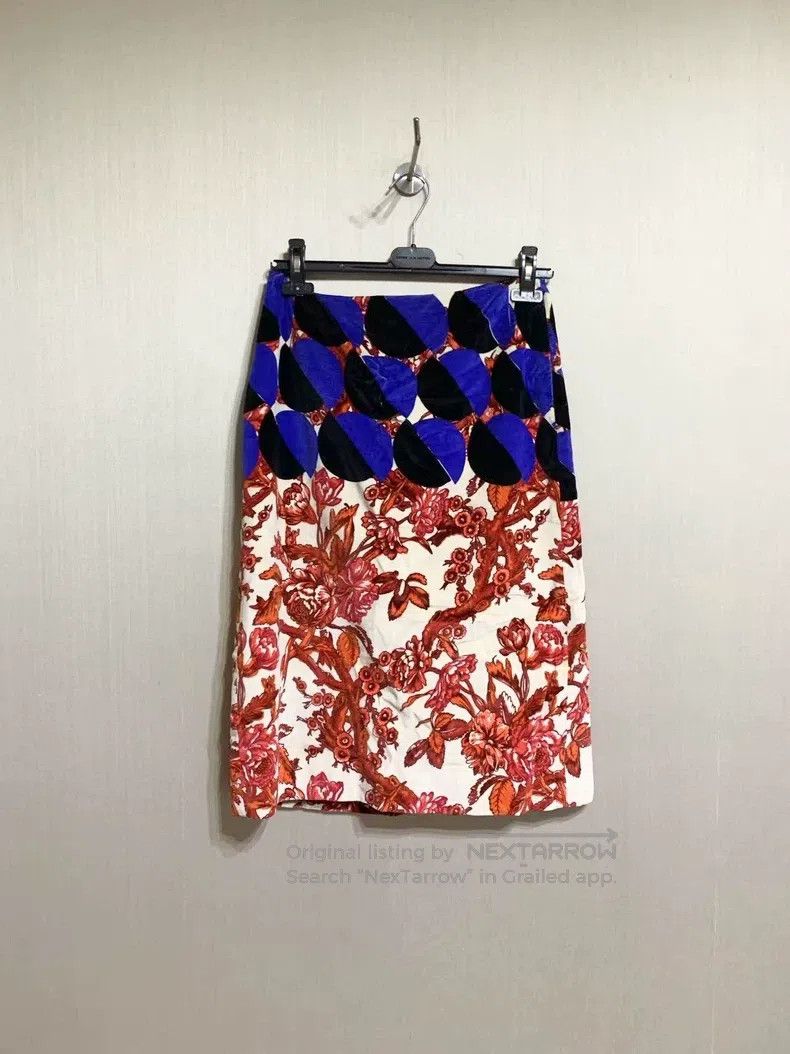 Dries Van Noten Dries Van Noten Runway-Exclusive Velvet Printed Midi Skirt Size 37" - 2 Thumbnail