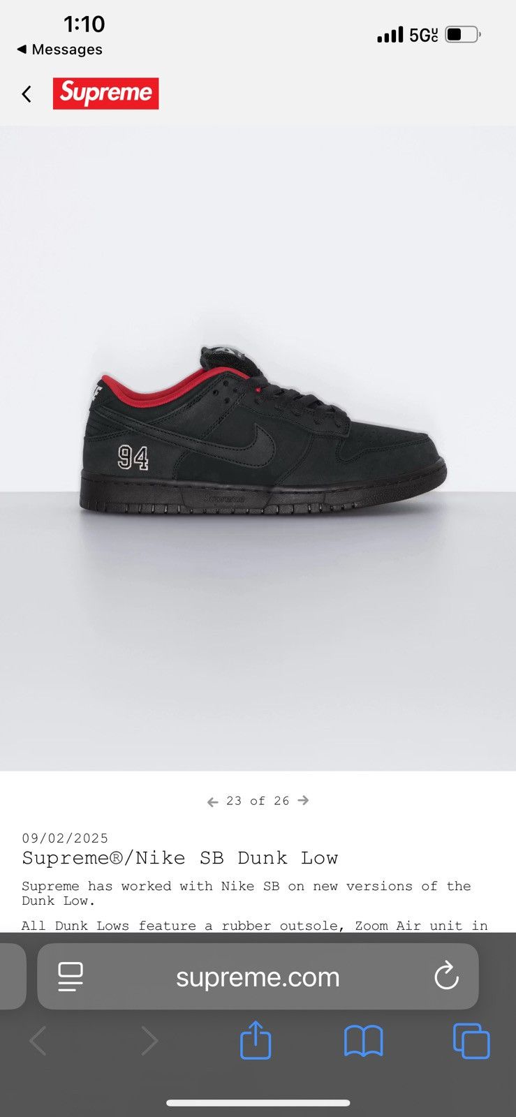 Nike × Supreme Supreme nike sb dunk low Size US 9.5 / EU 42-43 - 2 Thumbnail