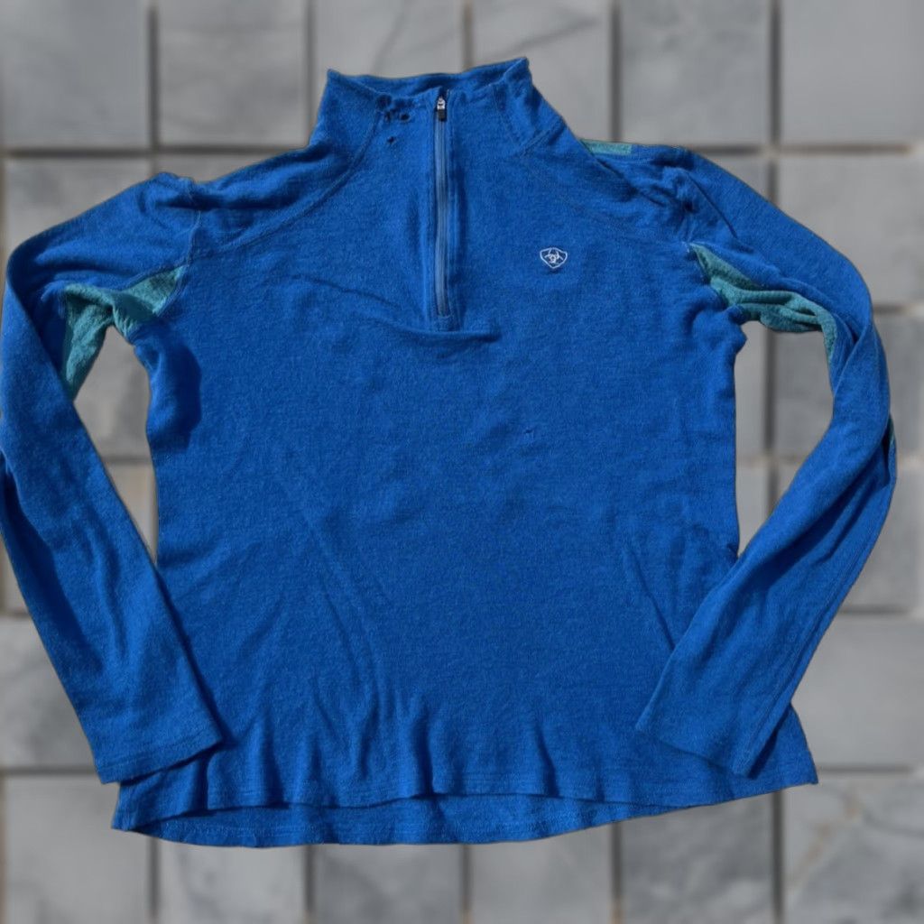 Ariat Ariat Tek Sweater Blue Pullover L Merino Wool 1/4 Zip 90s Outdoor Hiking Mens Regular Pullover Size US L / EU 52-54 / 3 - 1 Thumbnail