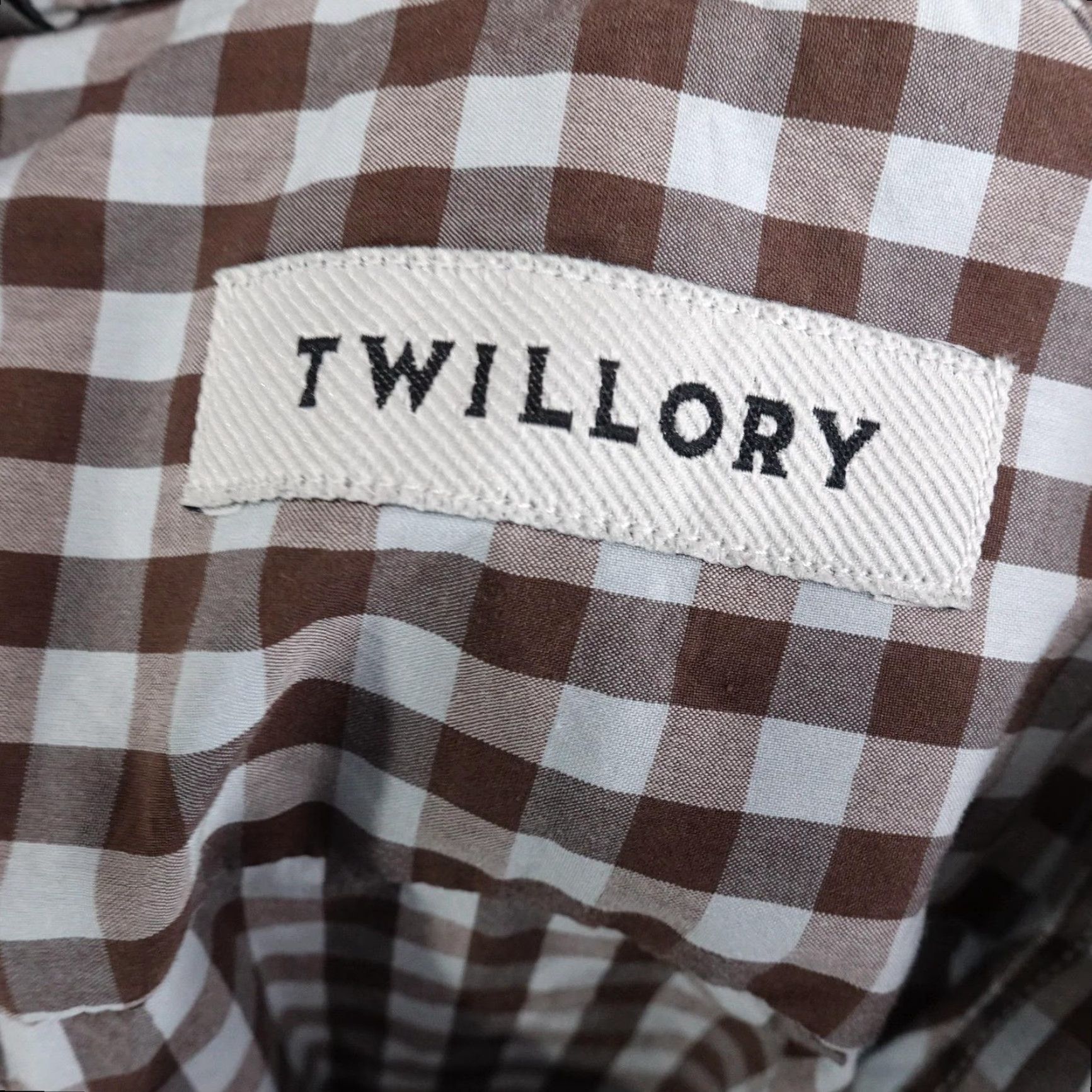 Vintage Twillory Dress Shirt Mens 16 32/33 Brown Gingham Slim Fit Long Sleeve Tailored Size 42R - 6 Thumbnail