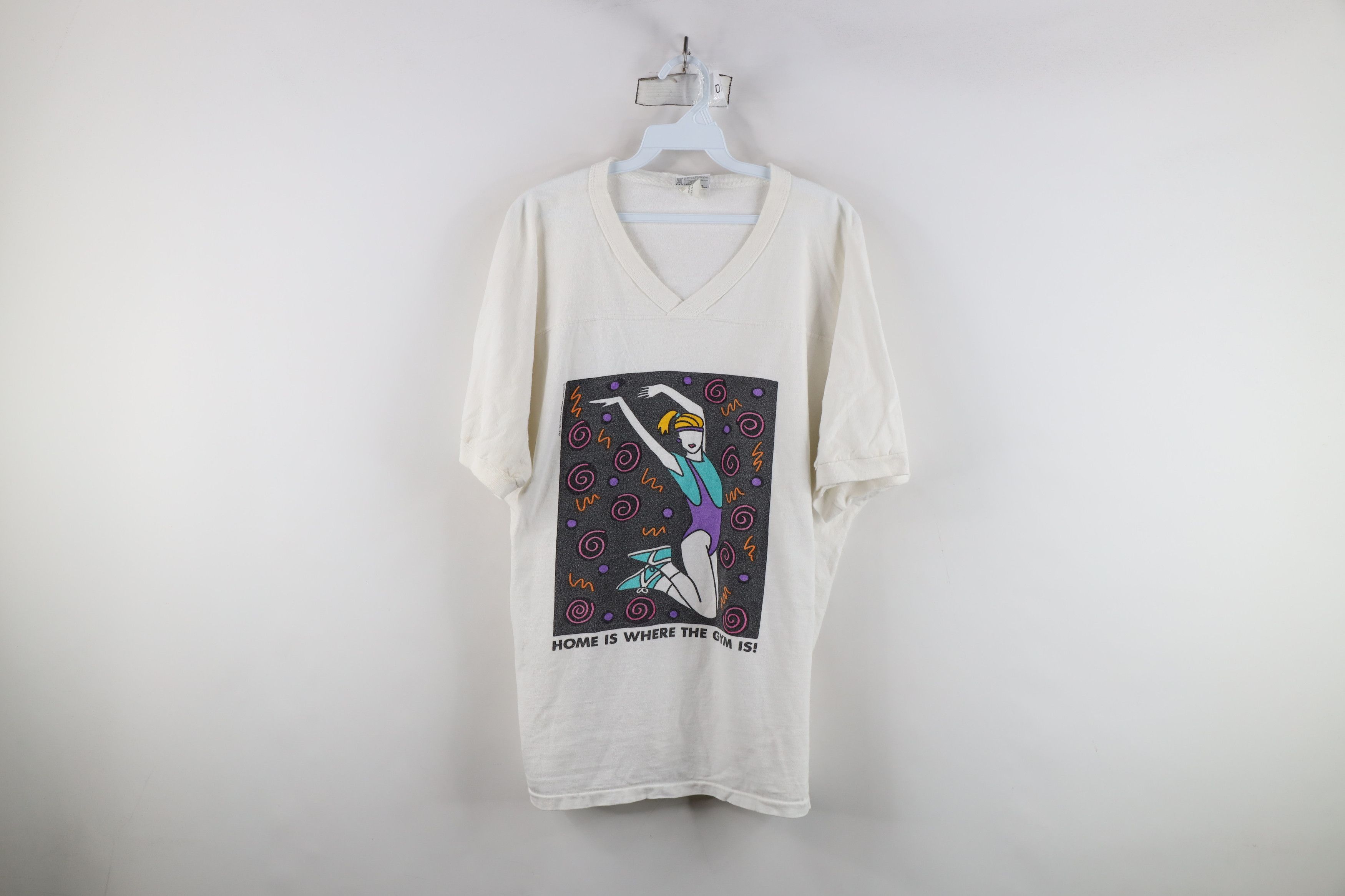Vintage Vintage 90s Dolman Sleeve Gym Workout Jersey T-Shirt Size ONE SIZE - 1 Thumbnail