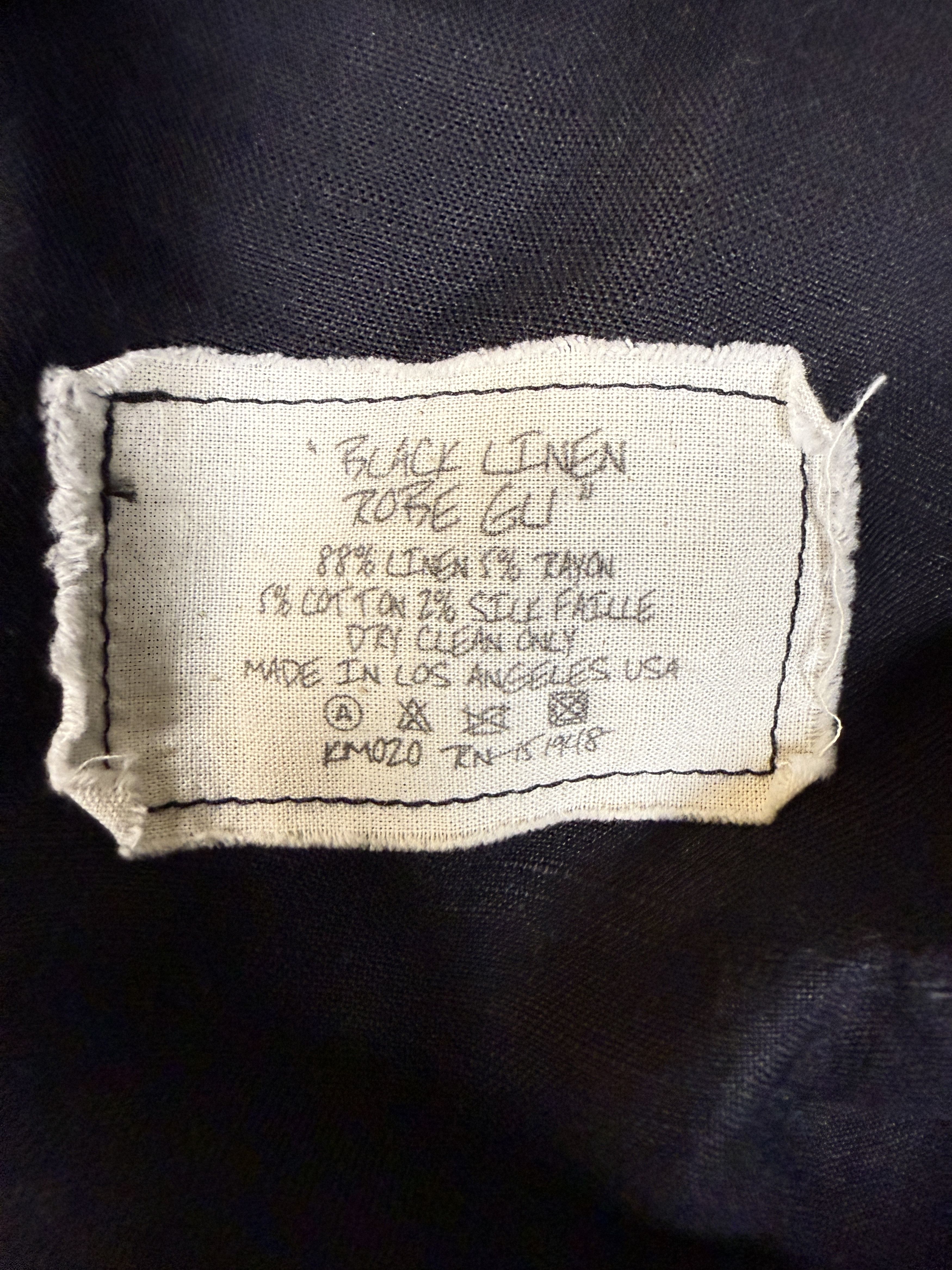 Greg Lauren $1995 Greg Lauren Black Linen Robe GL1 Size US L / EU 52-54 / 3 - 11 Thumbnail