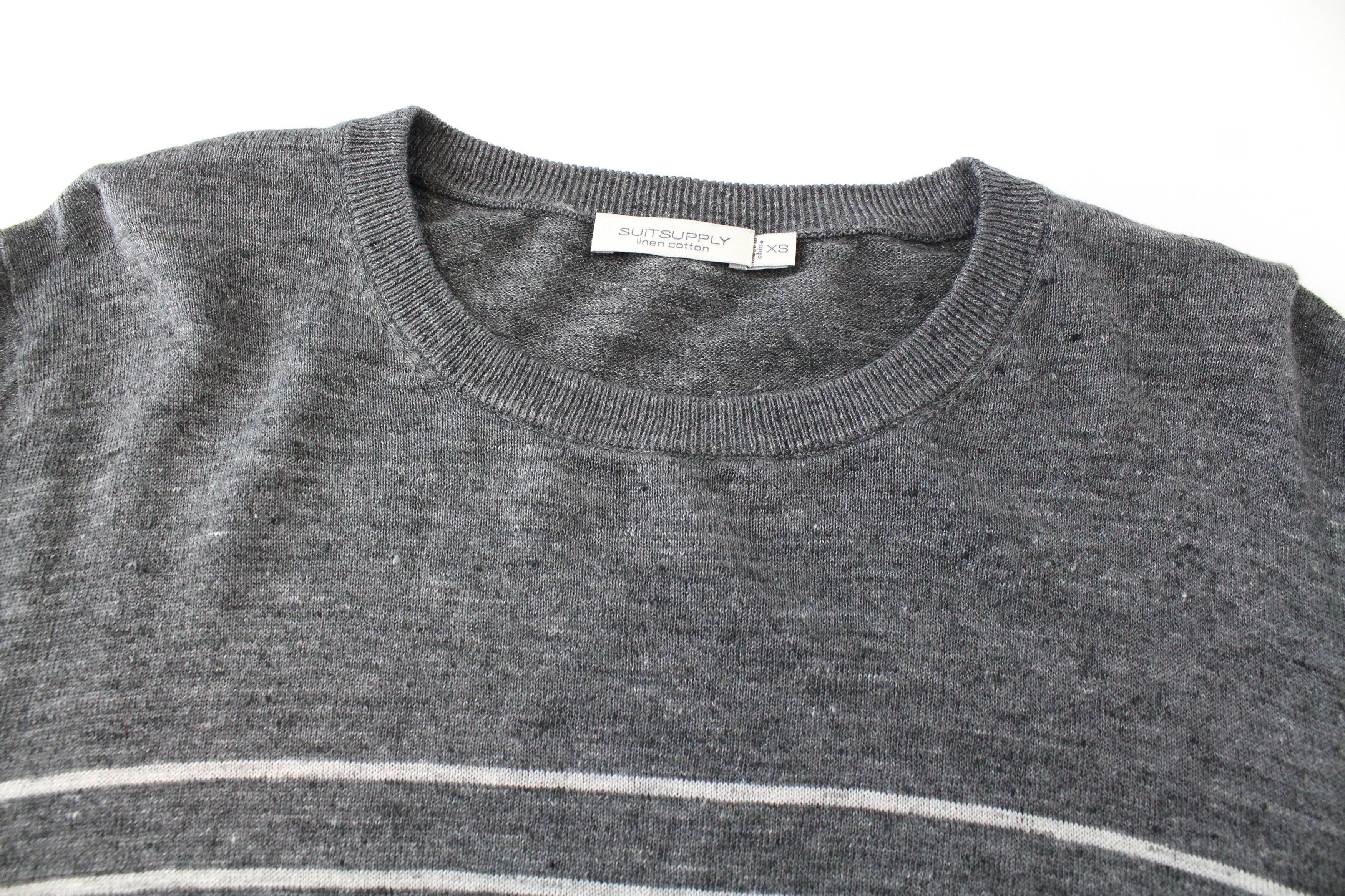 Suitsupply XS Grey Linen Cotton Striped Sweater 60321 Size US XS / EU 42 / 0 - 4 Thumbnail