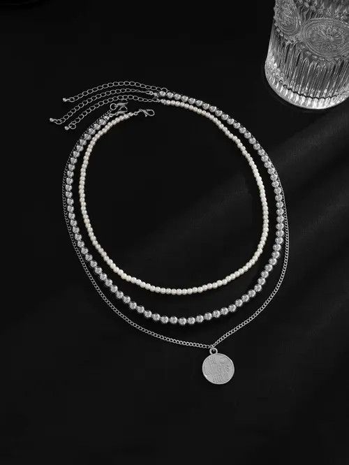 Jewelry × Vintage Retro Punk Necklace Pearl 3pc set Size ONE SIZE - 3 Thumbnail