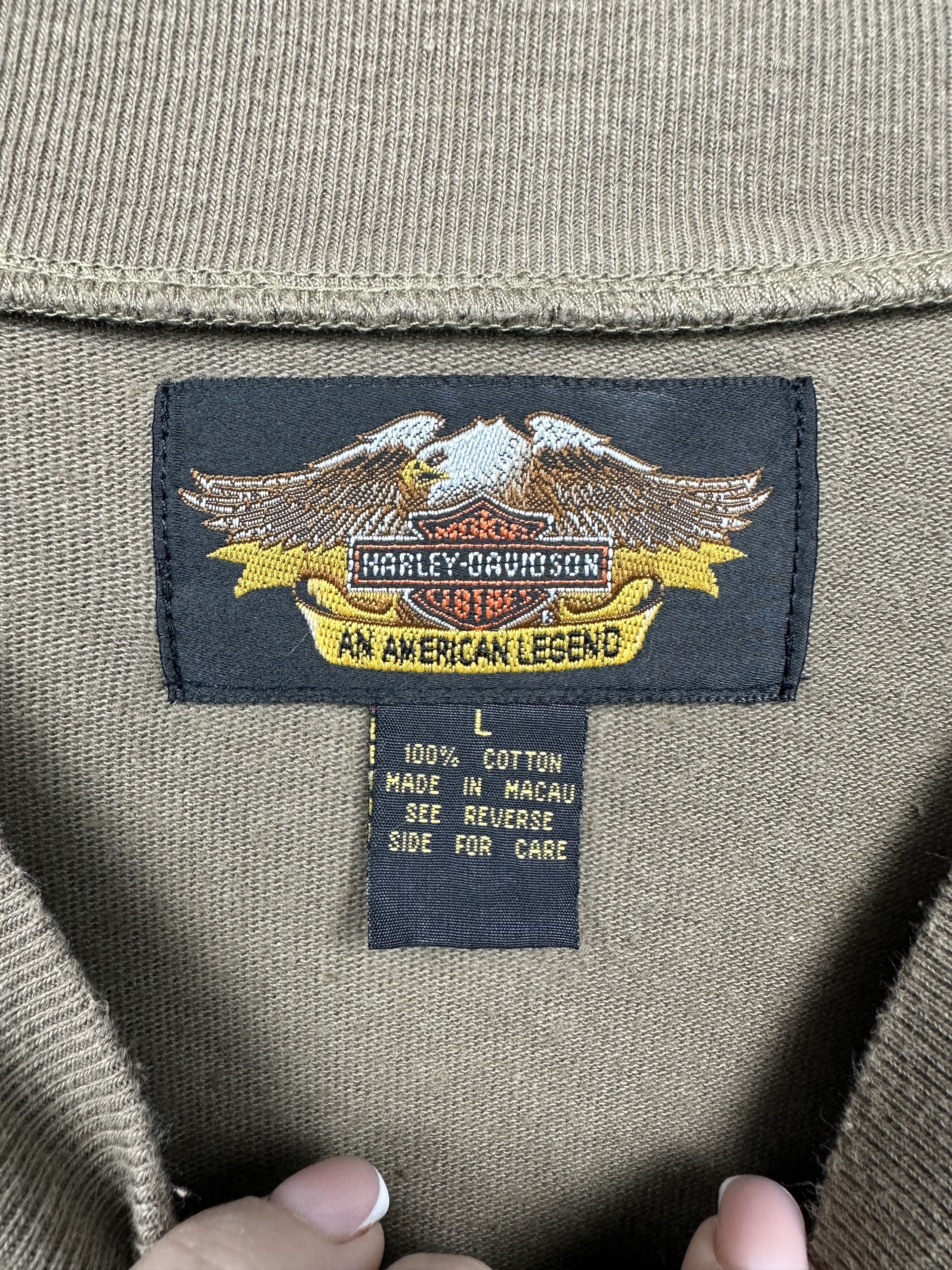 Harley Davidson × Vintage Harley Davidson Vintage Mens Henley Long Sleeve T-Shirt Size US L / EU 52-54 / 3 - 4 Thumbnail
