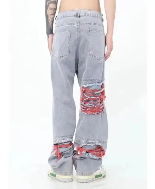 Japanese Brand Vintage Distressed Punk Harajuku-Style Straight Leg Denim Size US 32 / EU 48 - 7 Thumbnail