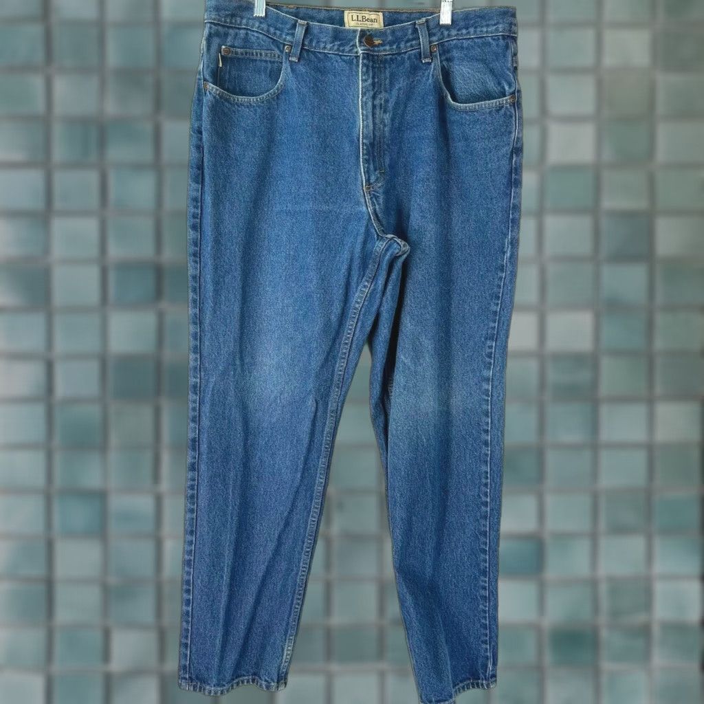 Vintage L.L. Bean Jeans Mens Straight Denim Classic Blue 38X32 Modern 5-Pocket Design Mens Size US 36 / EU 52 - 1 Thumbnail