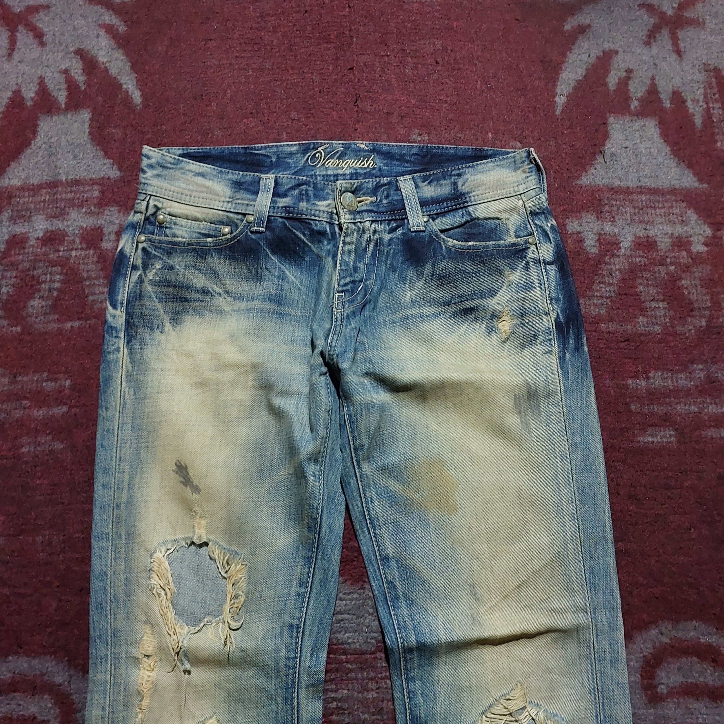 Vanquish Vanquish Gold japan Acid ripped Flared Jeans Size US 32 / EU 48 - 2 Thumbnail