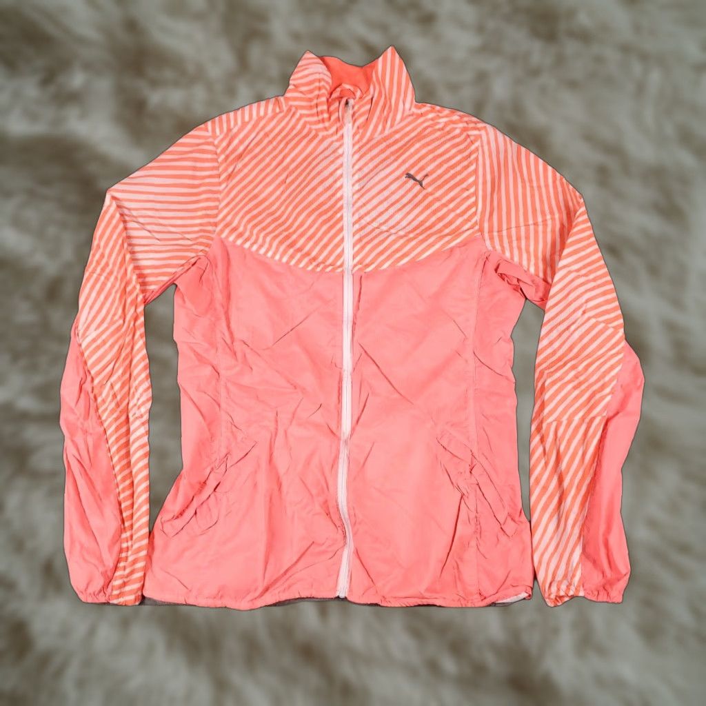 Puma PUMA Windbreaker Jacket Womens Small Coral Orange Full Zip Activewear Size S / US 4 / IT 40 - 1 Thumbnail