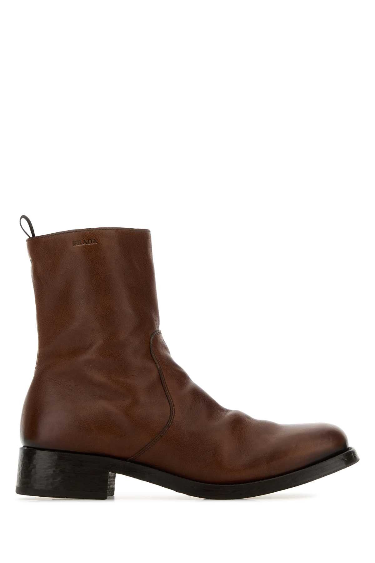 Prada Brown Leather Boots Size US 12 / EU 45 - 1 Thumbnail