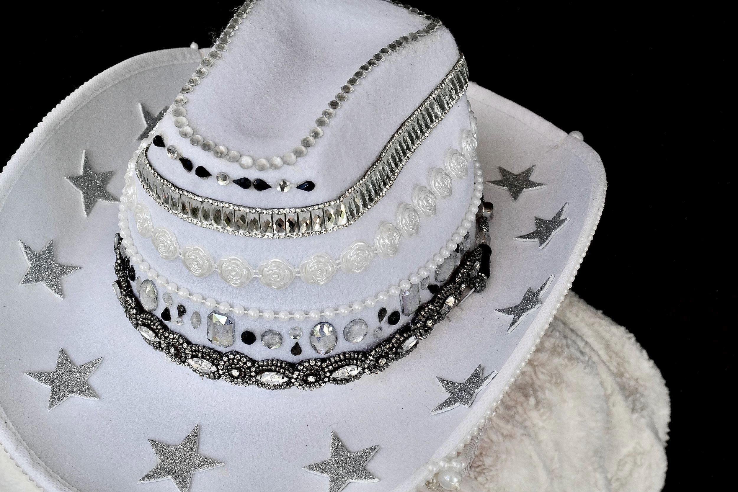 Handmade Classy Silver Cowgirl Hat Size ONE SIZE - 6 Thumbnail