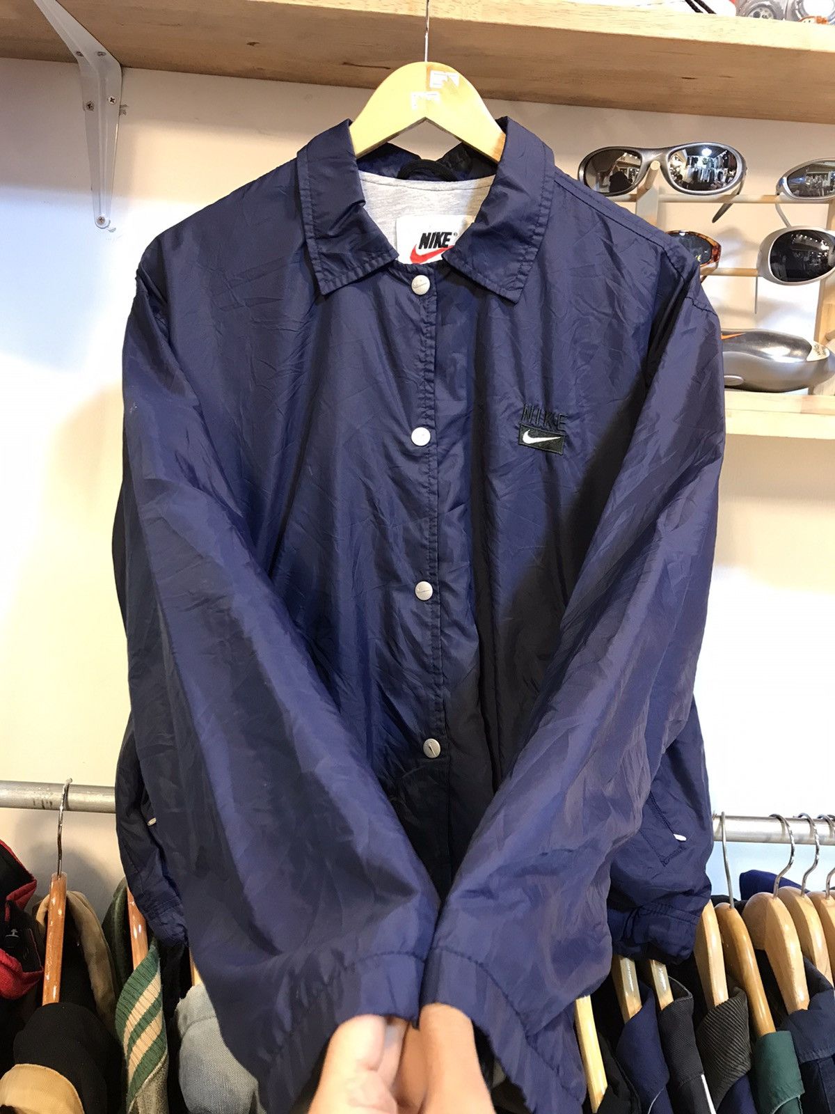 Nike × Vintage Vintage Nike Spell Out Buttons Up Windbreaker Jacket Size US M / EU 48-50 / 2 - 5 Thumbnail