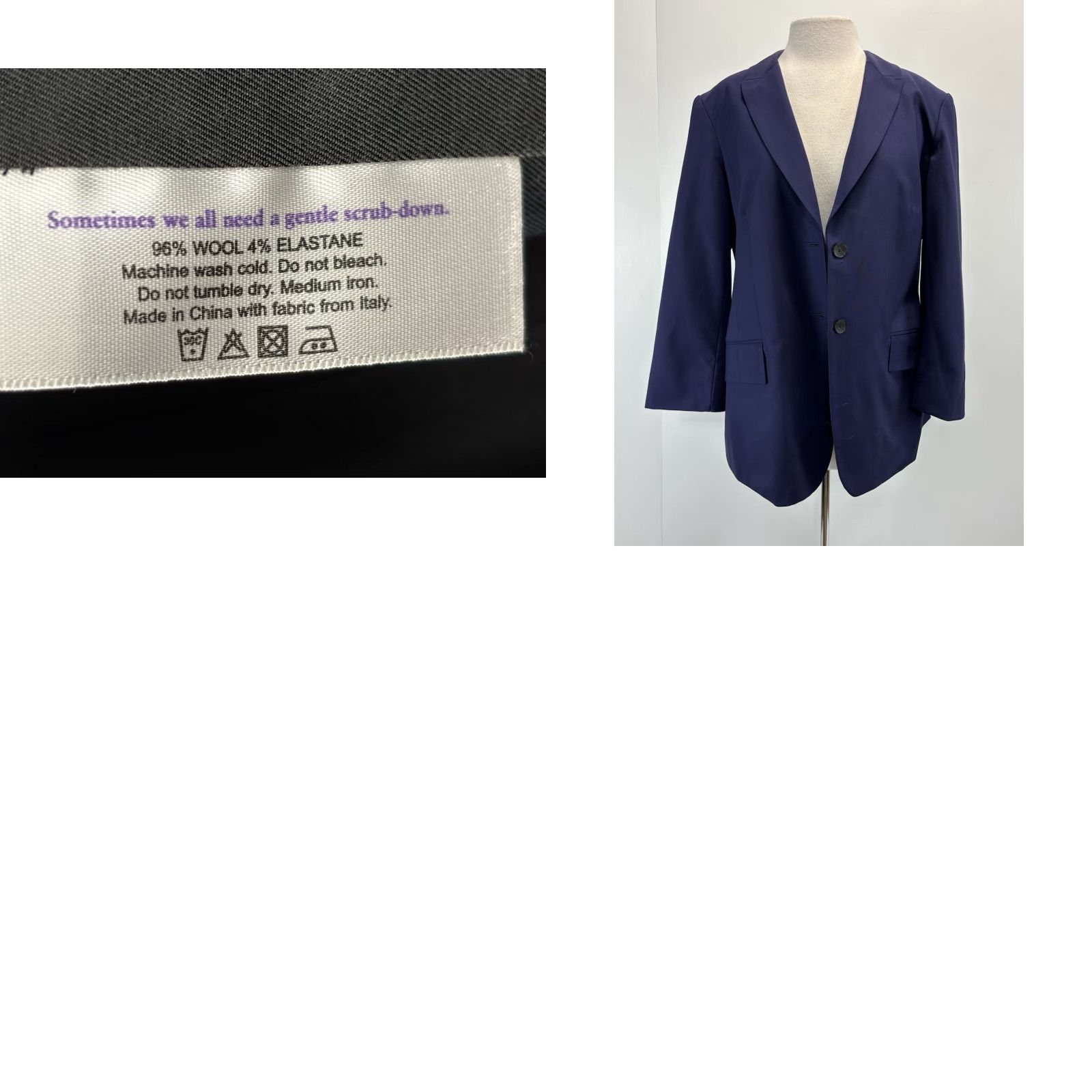 Vintage MM Lafleur Carson Blazer Jacket Women’s 14 Navy Wool Blend Blazer Career Basic Work Staple Two-Button Long Sleeve Regular Size 14 Womens Size XL / US 12-14 / IT 48-50 - 8 Thumbnail