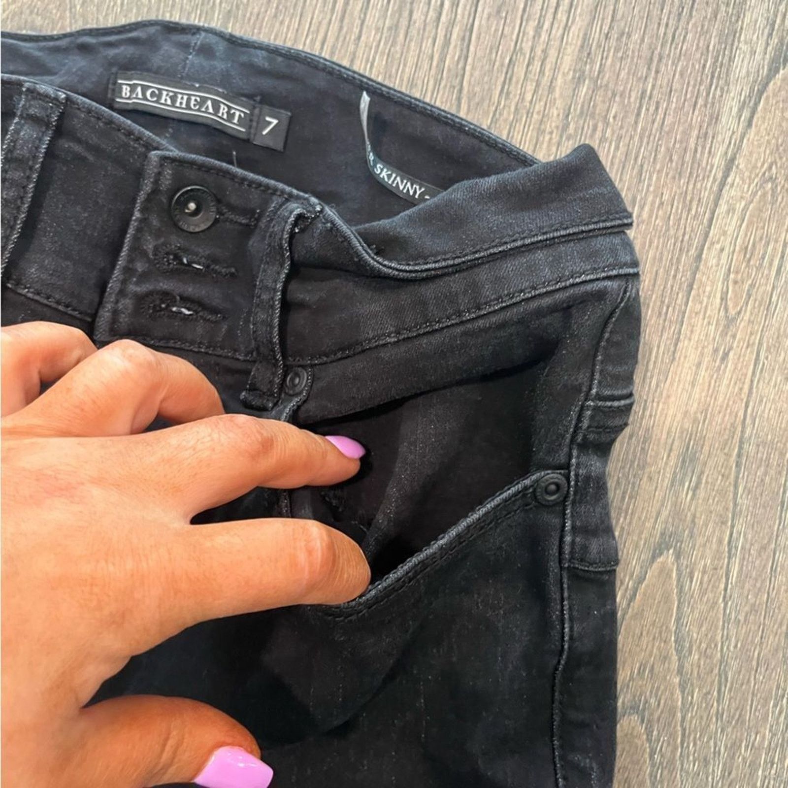 Vintage Black Heart Super Skinny High Rise Black Jeans Size 7 Size 28" / US 6 / IT 42 - 4 Thumbnail