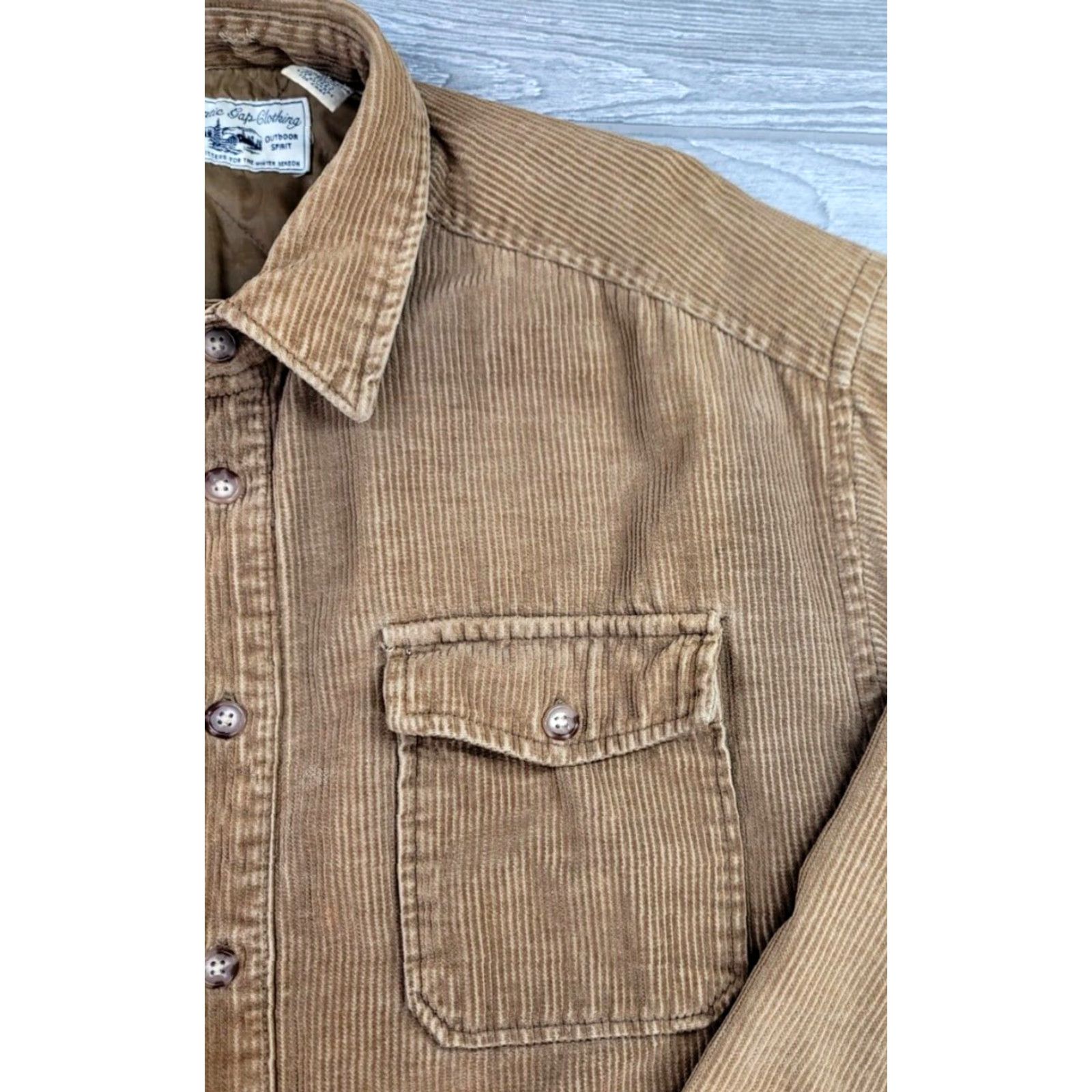 Gap VINTAGE Gap Heavy Shirt Corduroy Quilted Lined Button Up Shacket Brown Men XL 90s Shacket Shirt Mens Size US XL / EU 56 / 4 - 3 Thumbnail