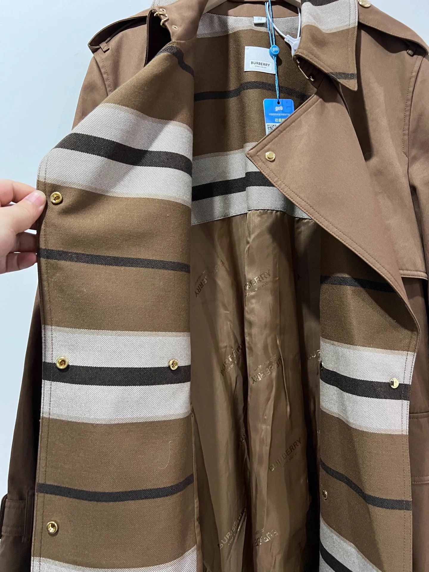 Burberry BURBERRY Tan Wool Check Panel Coat UK8 MINT Size S / US 4 / IT 40 - 6 Thumbnail