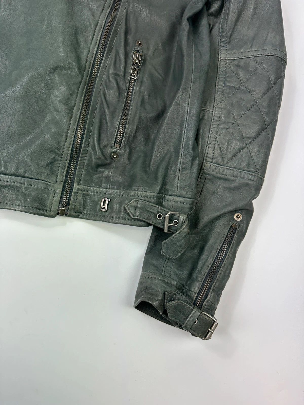 John Galliano John Galliano Khaki Green Side Zip Perfecto Leather Jacket Size M / US 6-8 / IT 42-44 - 5 Thumbnail