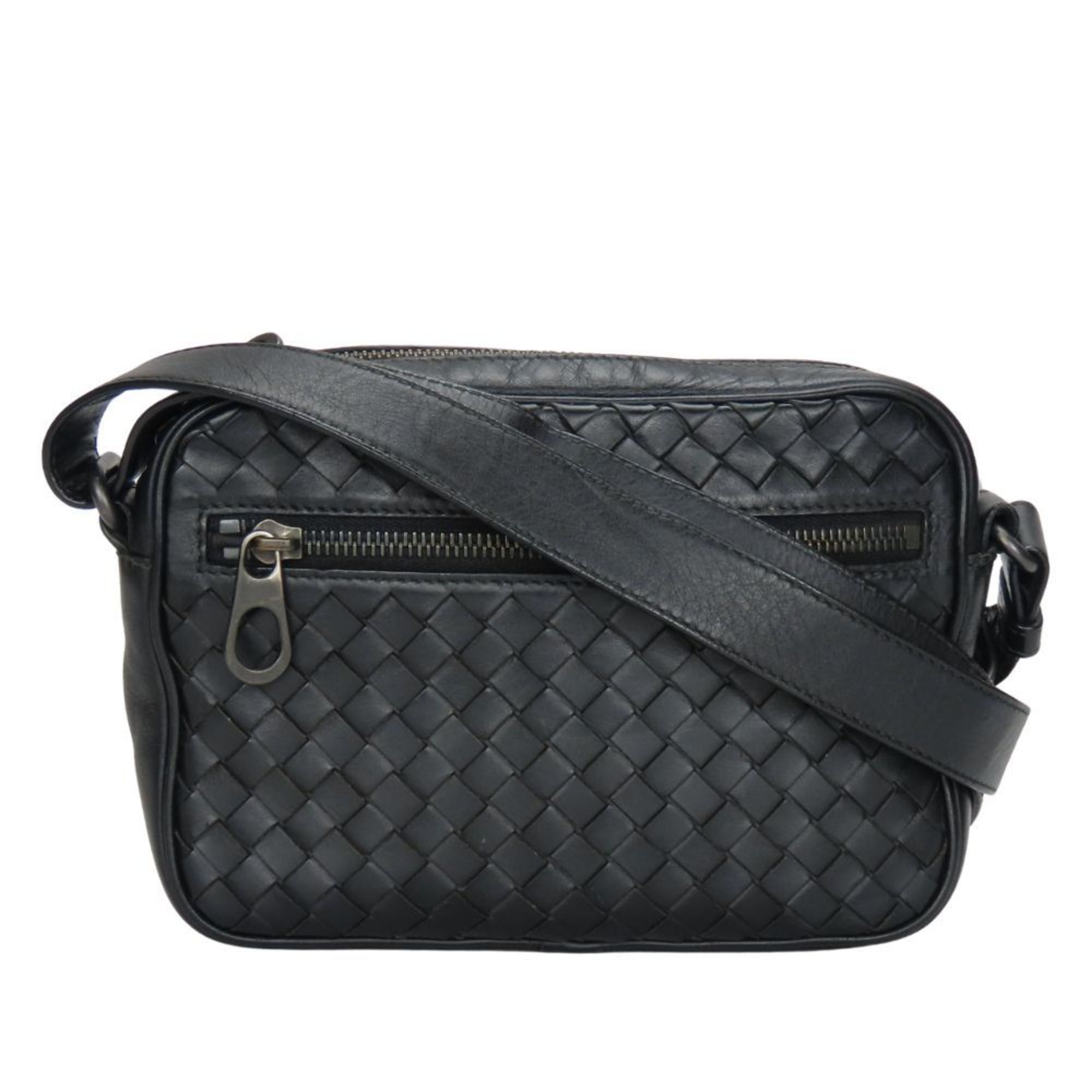 Bottega Veneta Shoulder Bag Intrecciato Leather Black Women Men Bottegaveneta